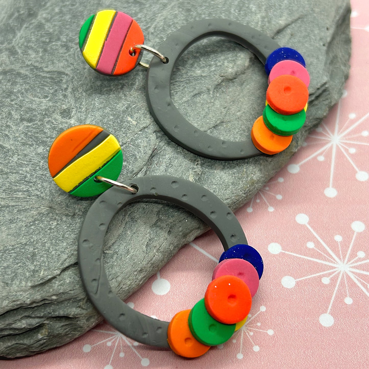 3d Hoop Drops - stars and circles - The Argentum Design Co