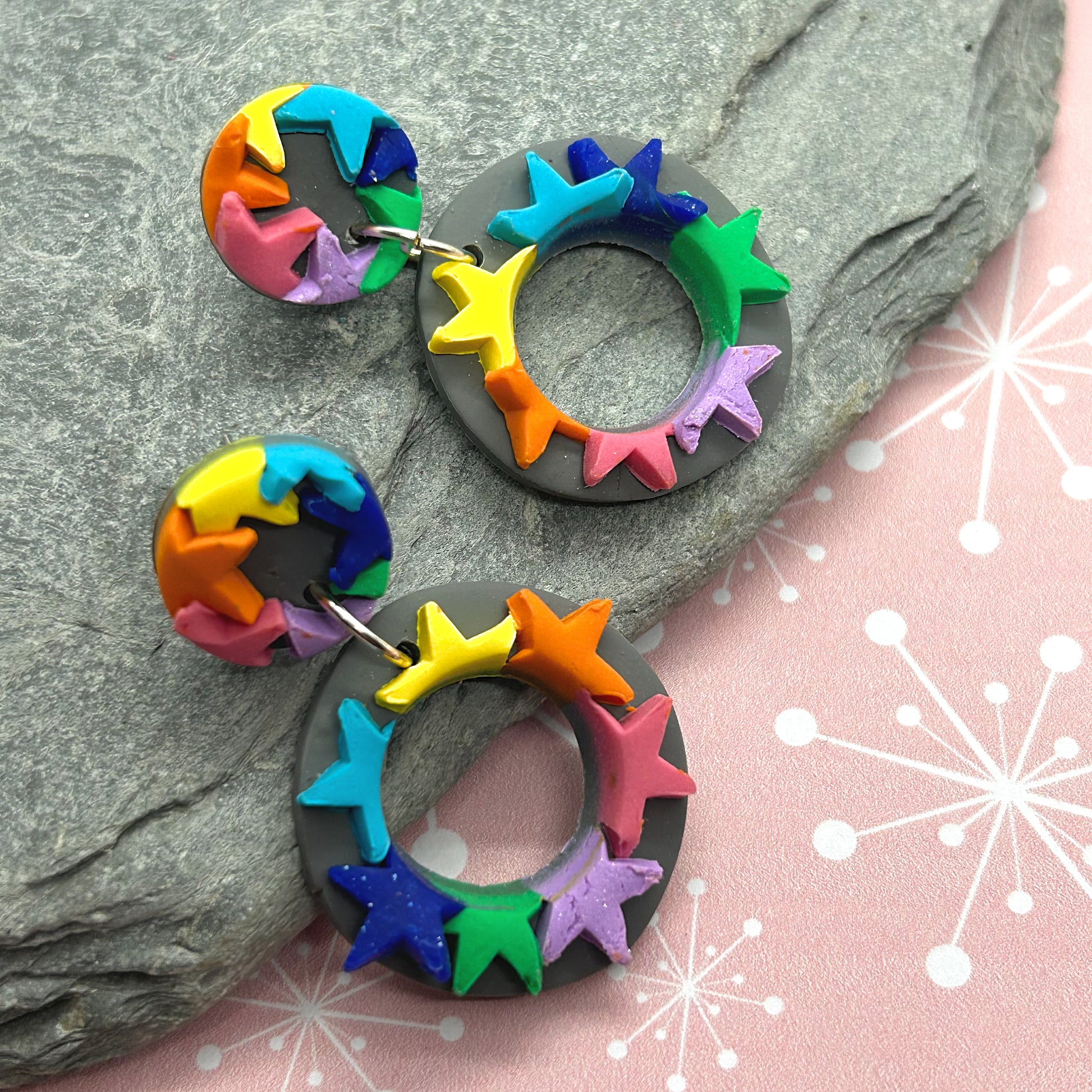 3d Hoop Drops - stars and circles - The Argentum Design Co