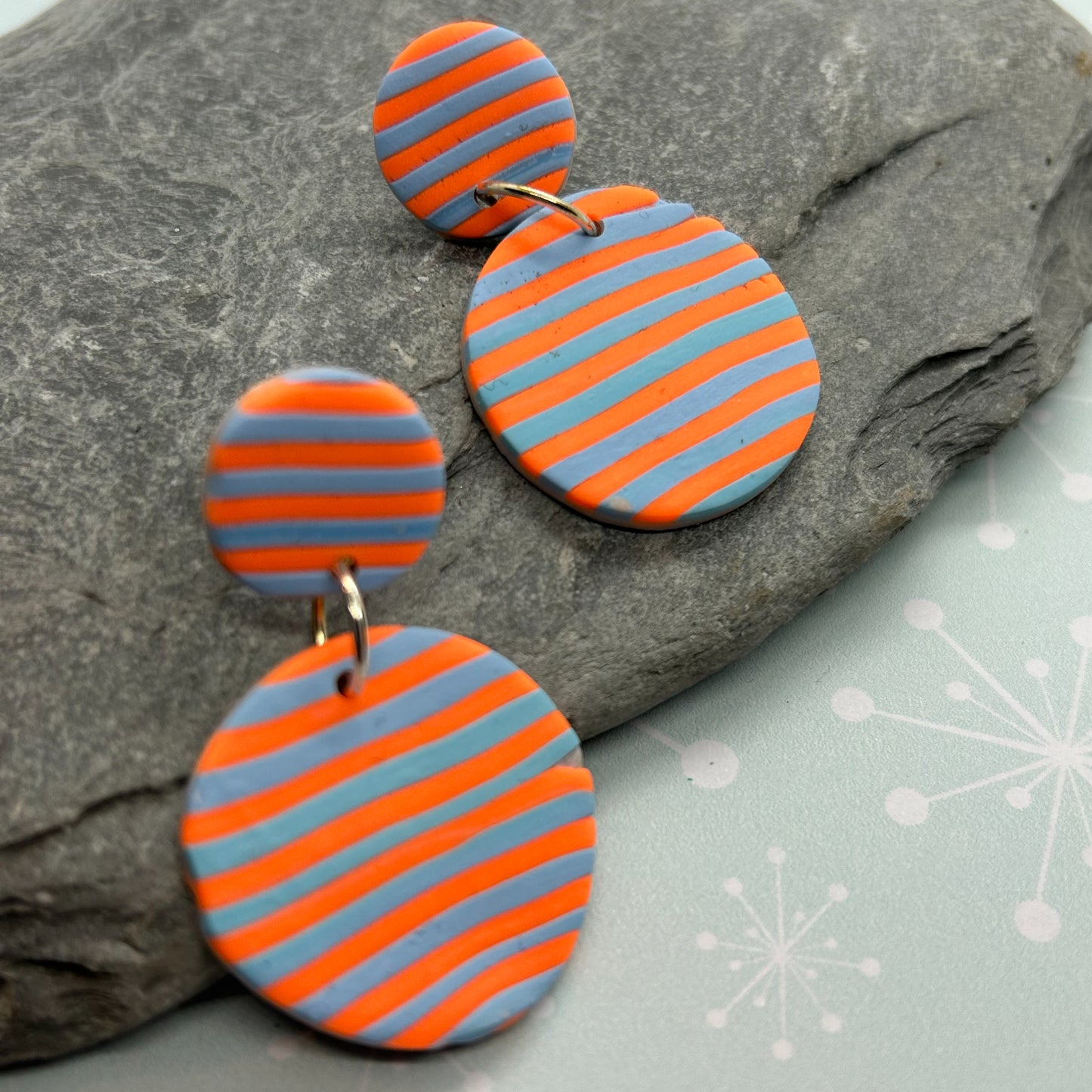 Orange Striped Earrings - The Argentum Design Co
