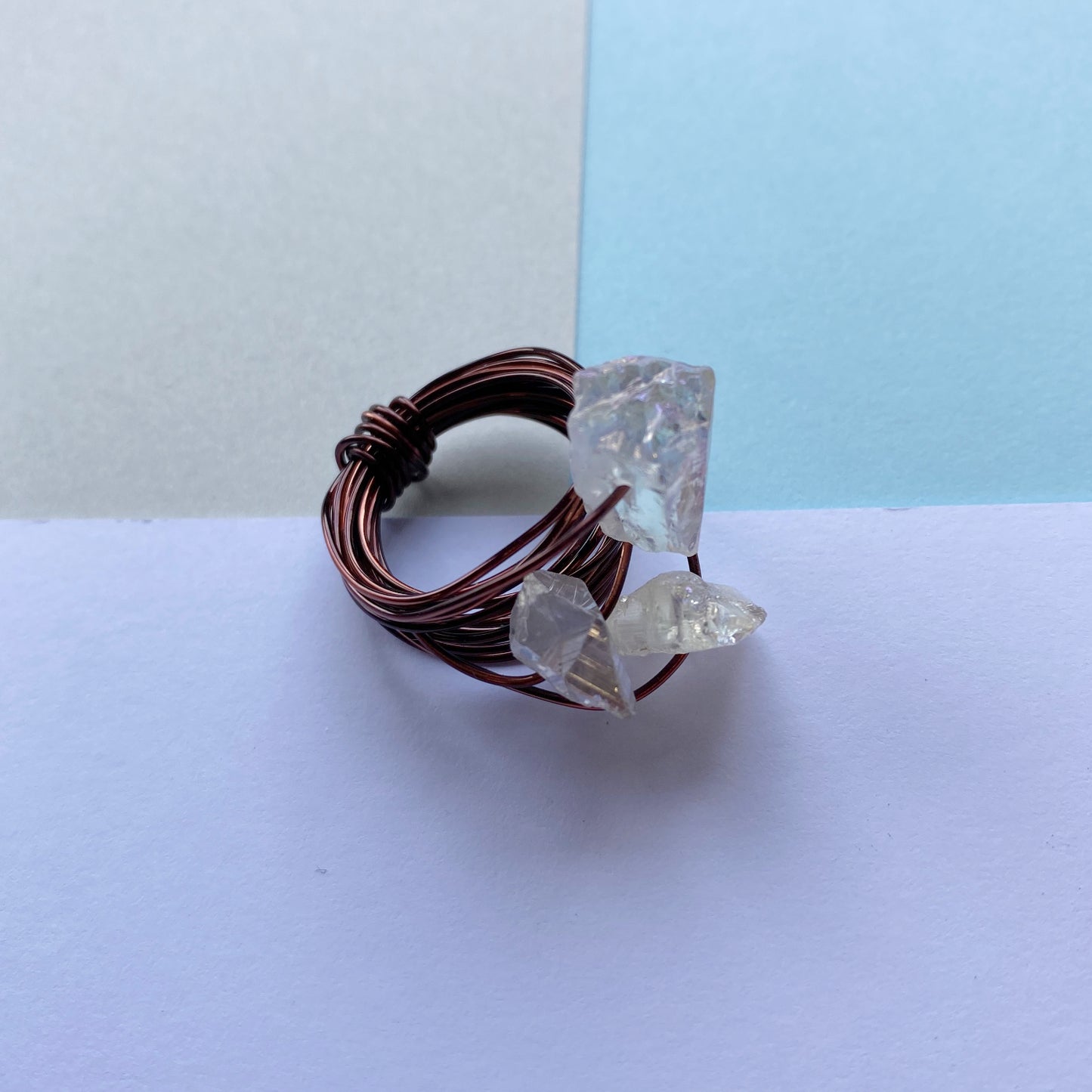 Wire Wrap Rings - silver/neutrals - medium (n-p) - The Argentum Design Co