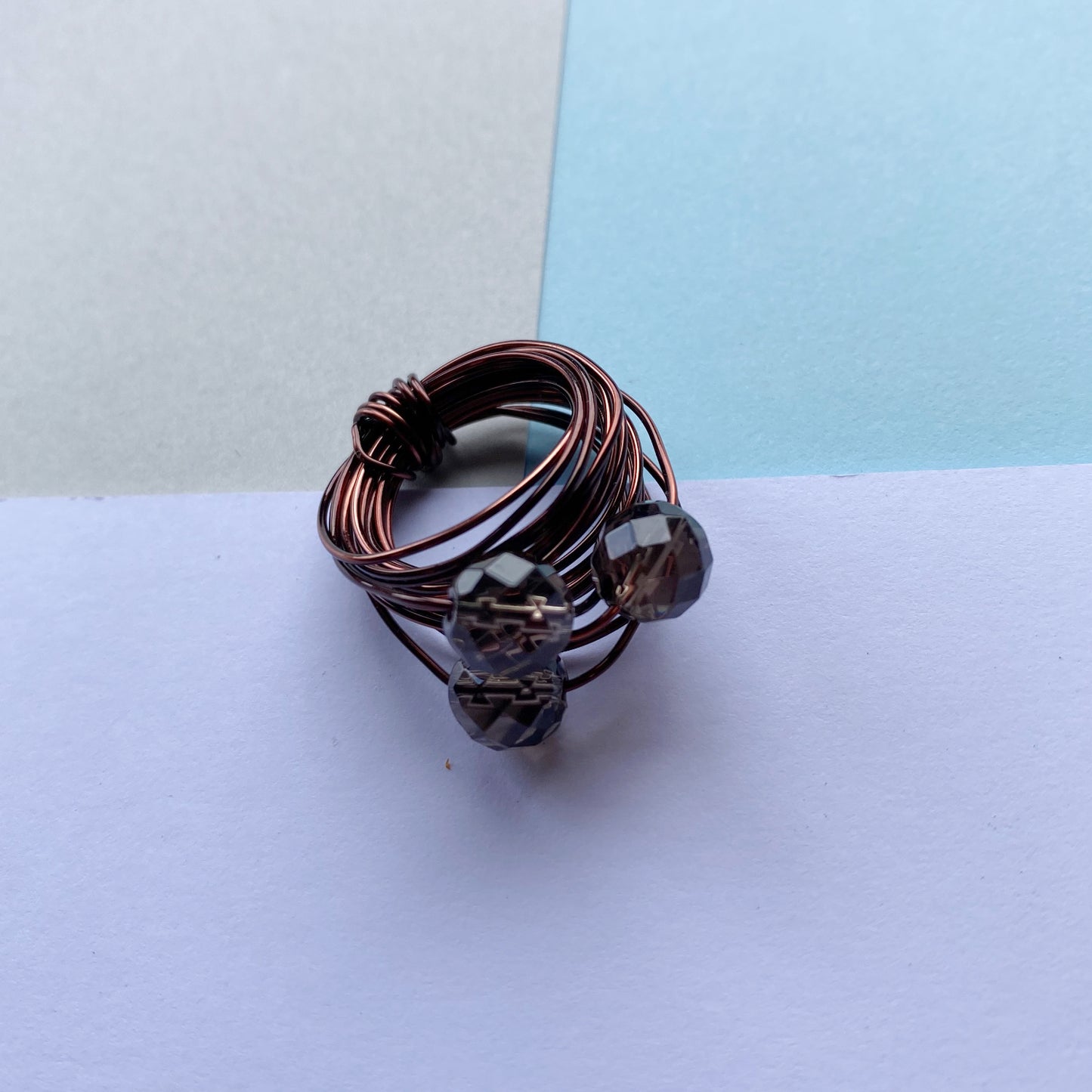 Wire Wrap Rings - silver/neutrals - small (h-o) - The Argentum Design Co