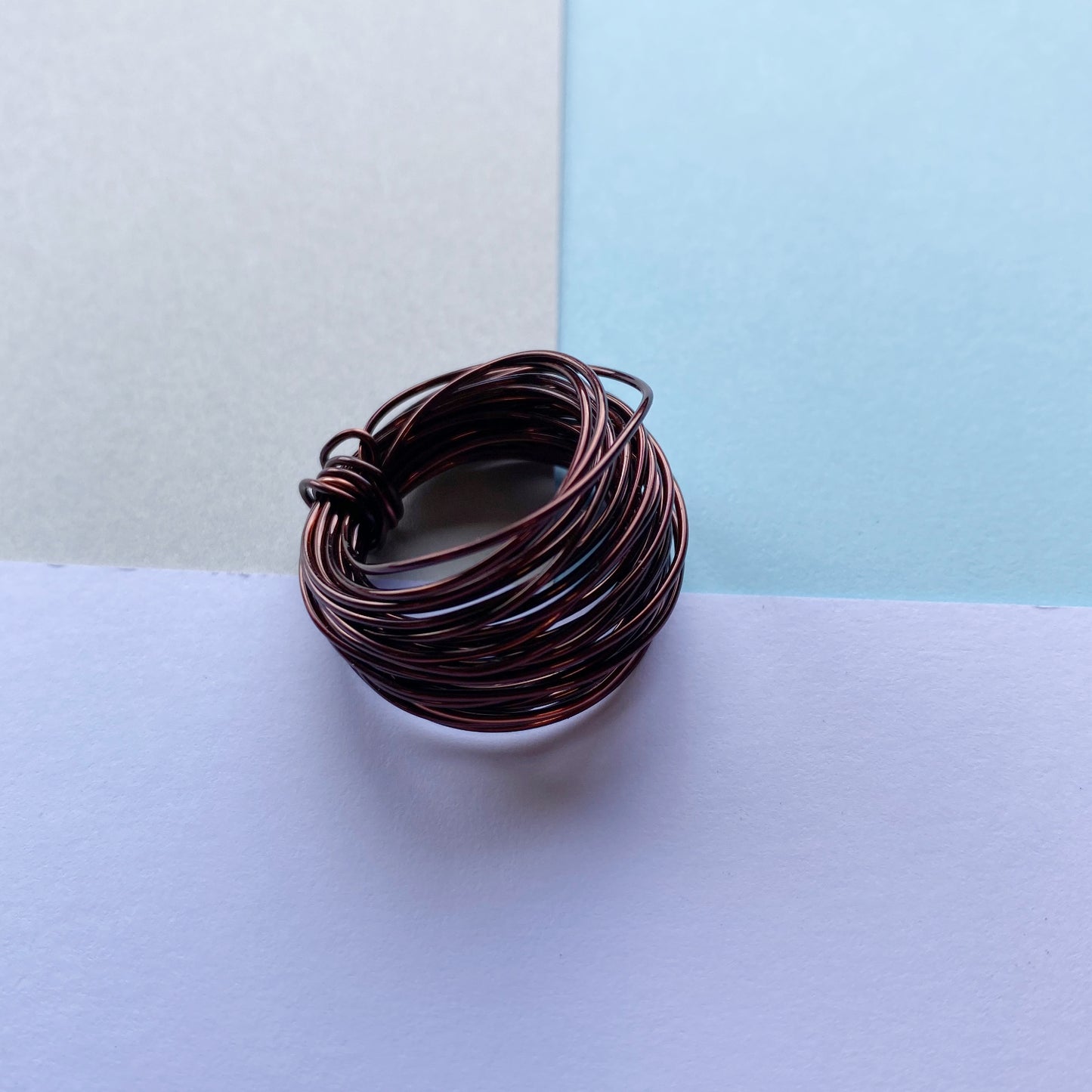 Wire Wrap Rings - silver/neutrals - large (q-w) - The Argentum Design Co