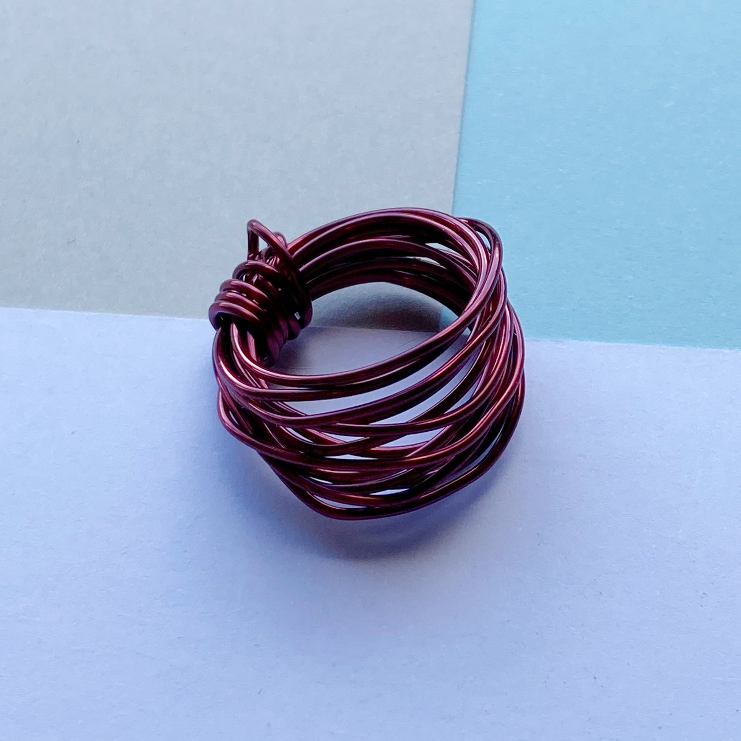 Wire Wrap Ring - reds/purple/pink Small - The Argentum Design Co
