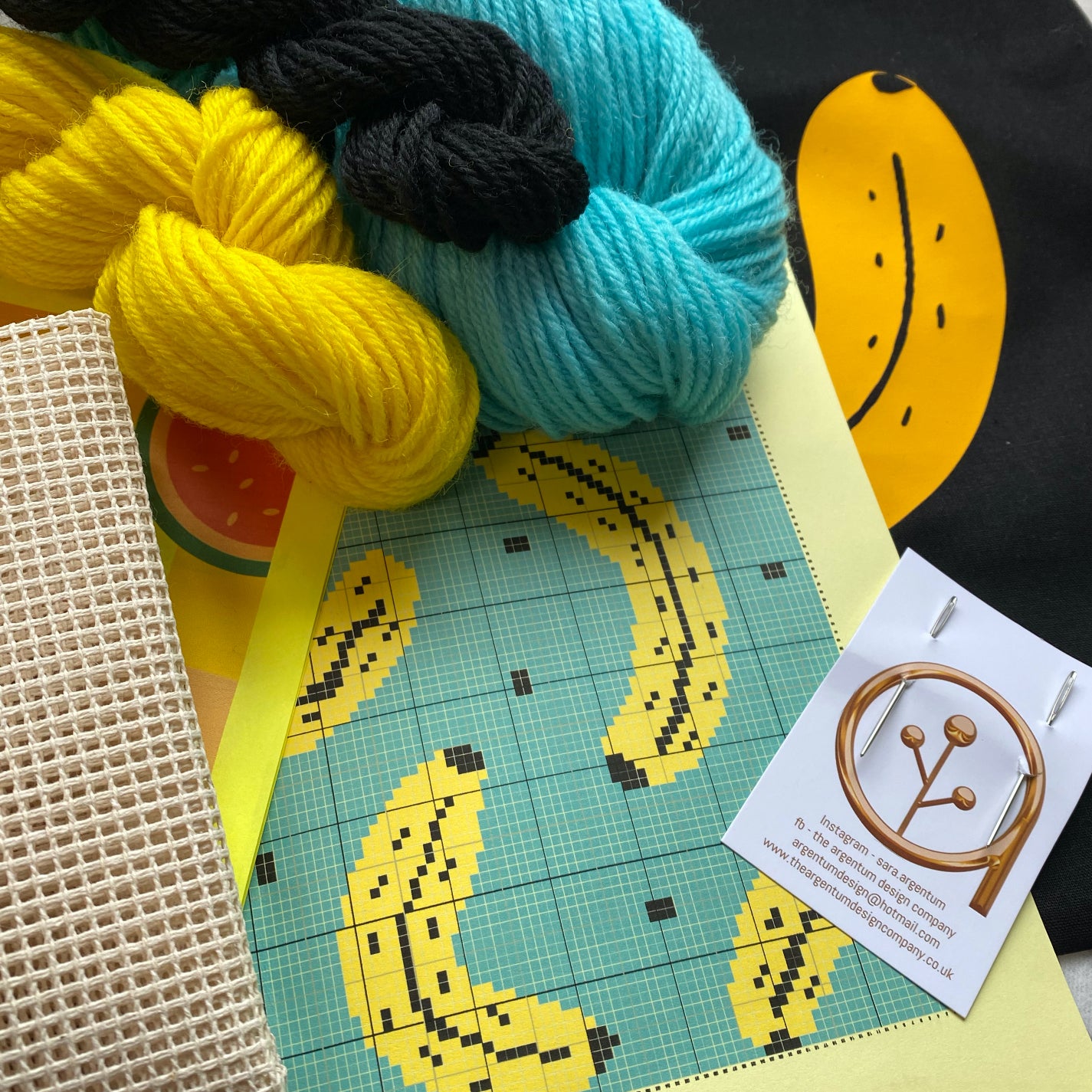 Stitch Kits - Tapestry banana or watermelon cross stitch kits - The Argentum Design Co