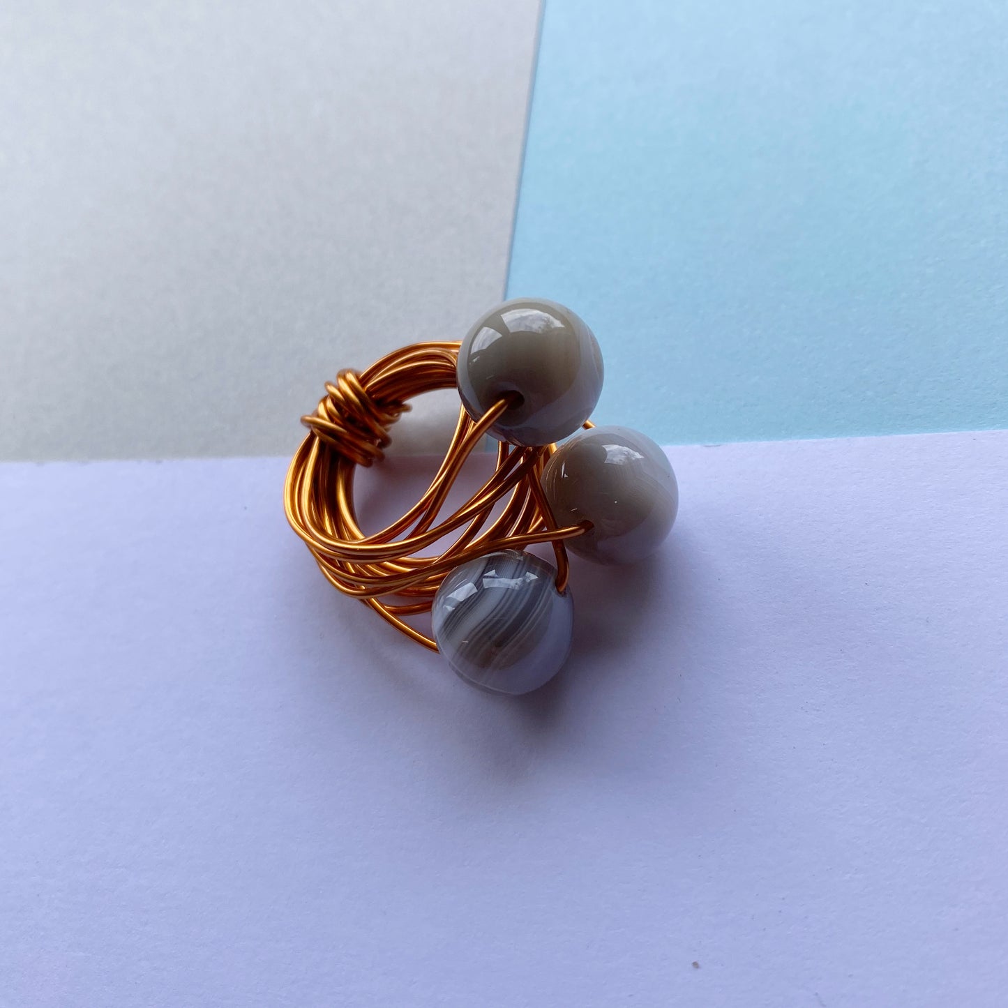 Wire Wrap Rings - silver/neutrals - medium (n-p) - The Argentum Design Co