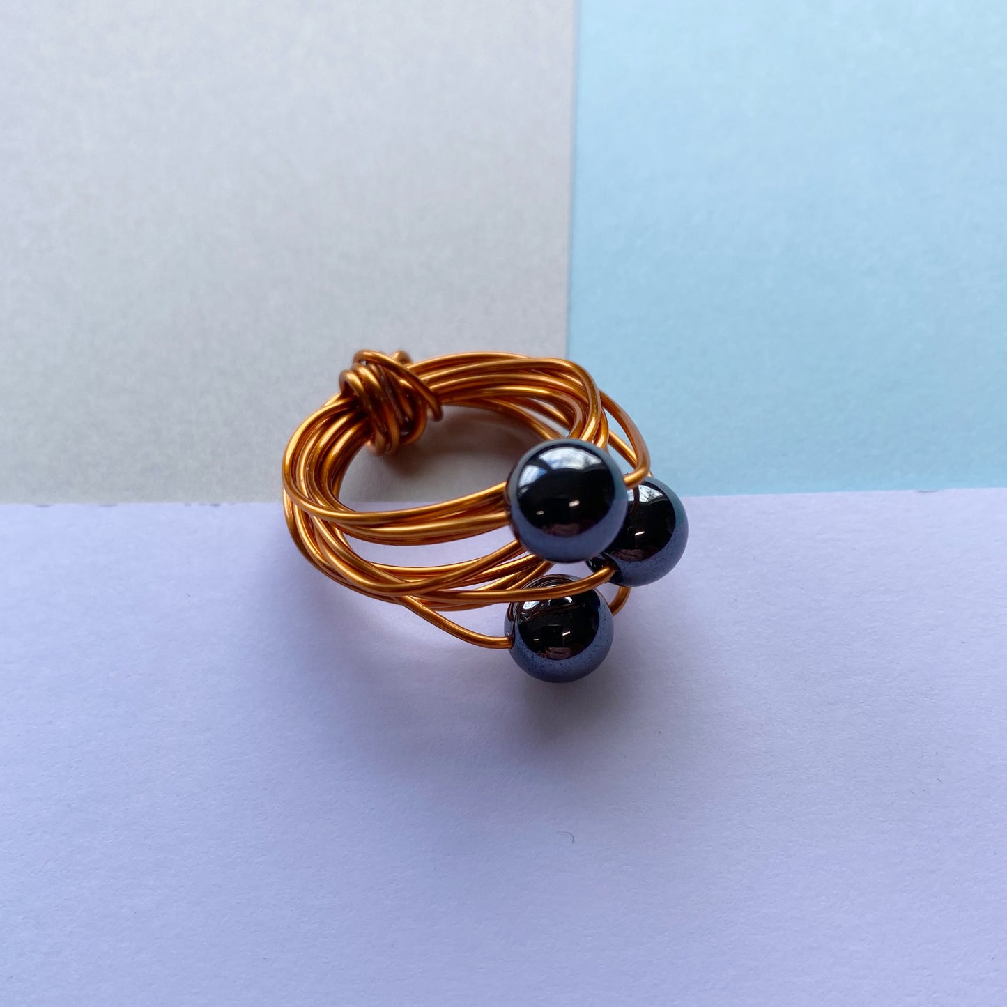Wire Wrap Rings - silver/neutrals - large (q-w) - The Argentum Design Co