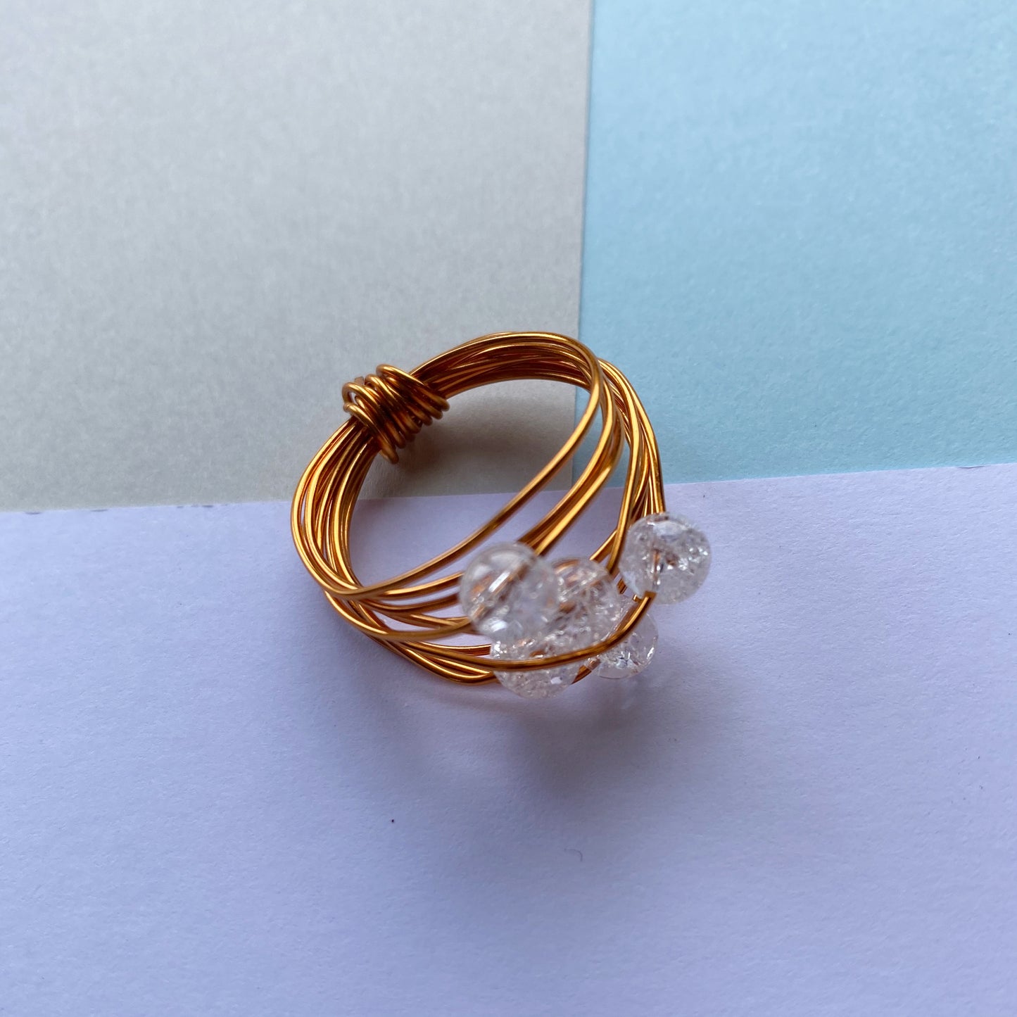 Wire Wrap Rings - silver/neutrals - large (q-w) - The Argentum Design Co