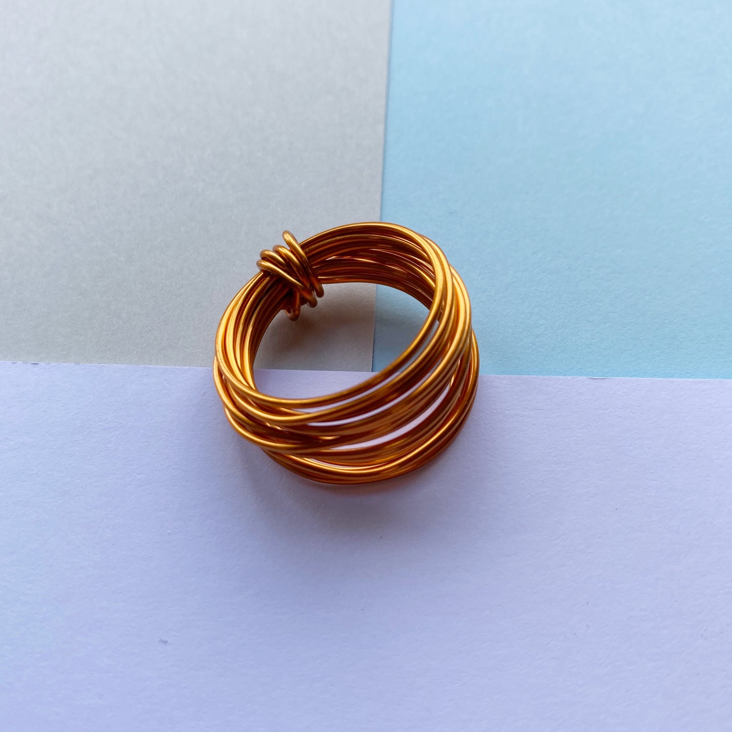 Wire Wrap Rings - silver/neutrals - large (q-w) - The Argentum Design Co
