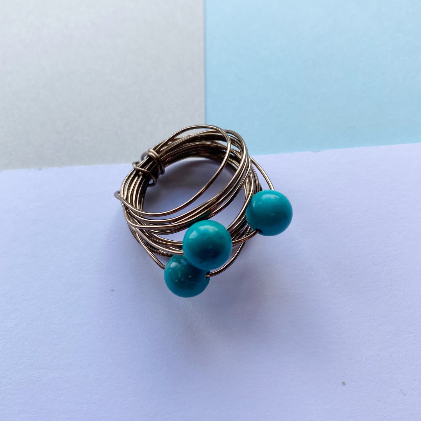 Wire Wrap Rings - silver/neutrals - large (q-w) - The Argentum Design Co