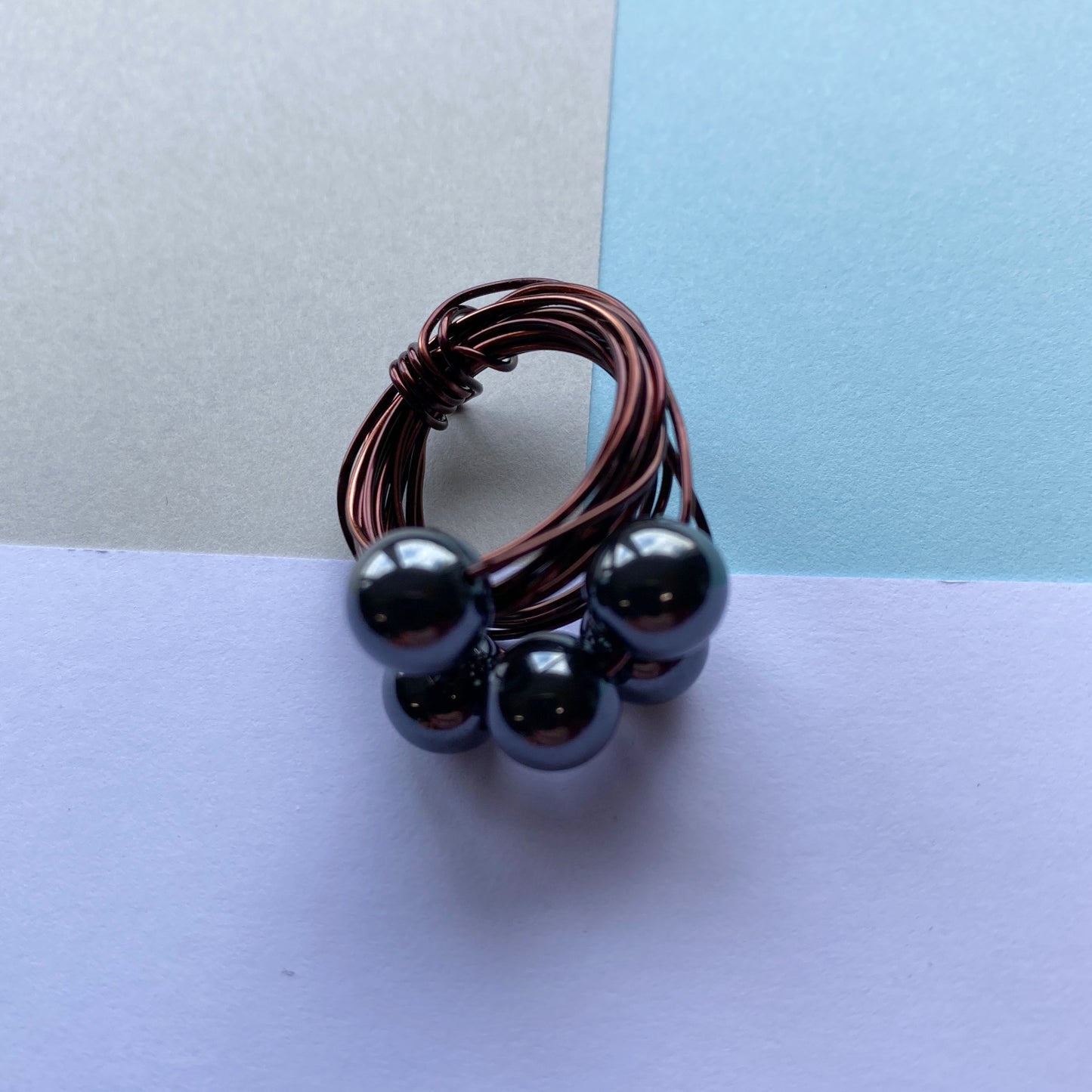 Wire Wrap Rings - silver/neutrals - medium (n-p) - The Argentum Design Co