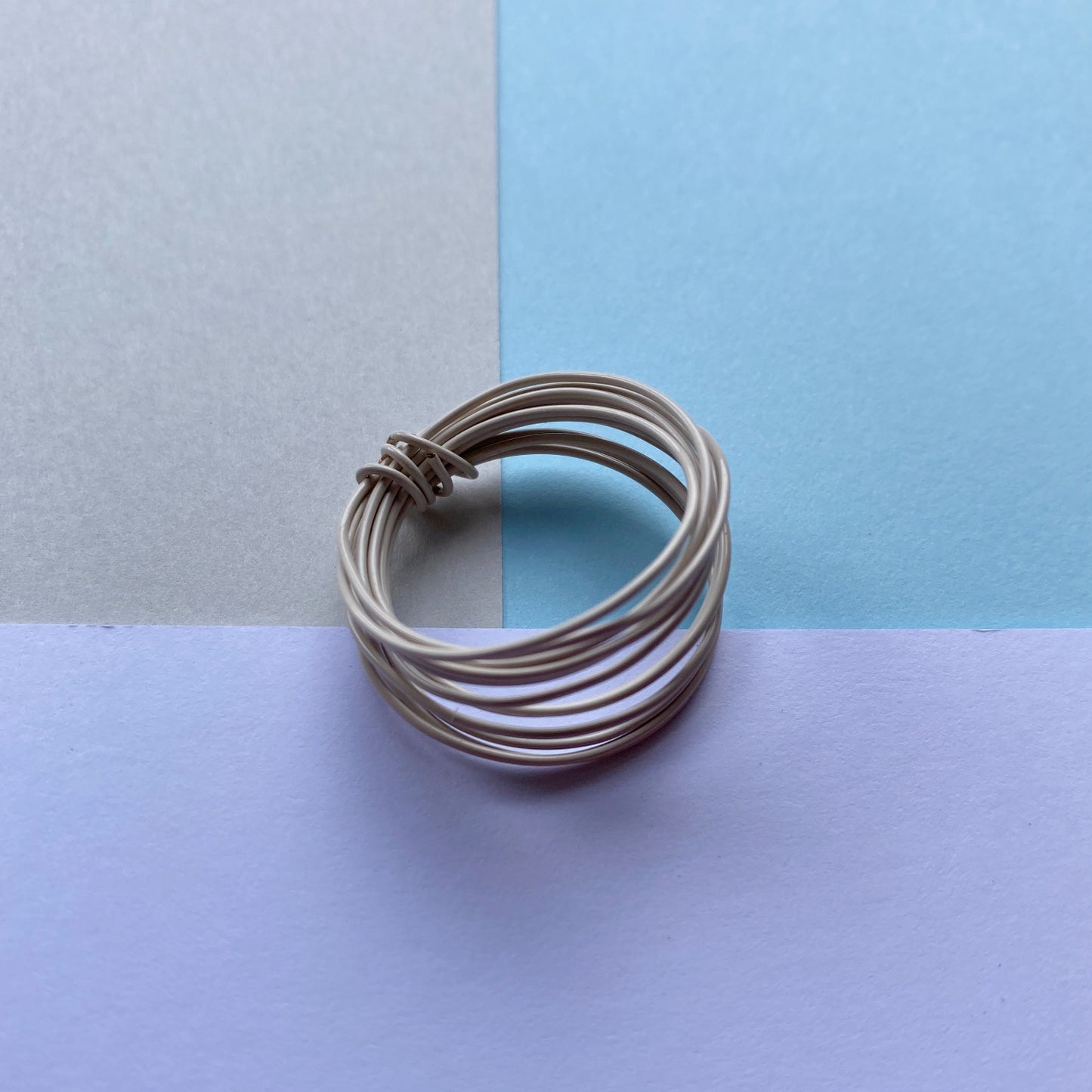 Wire Wrap Rings - silver/neutrals - large (q-w) - The Argentum Design Co