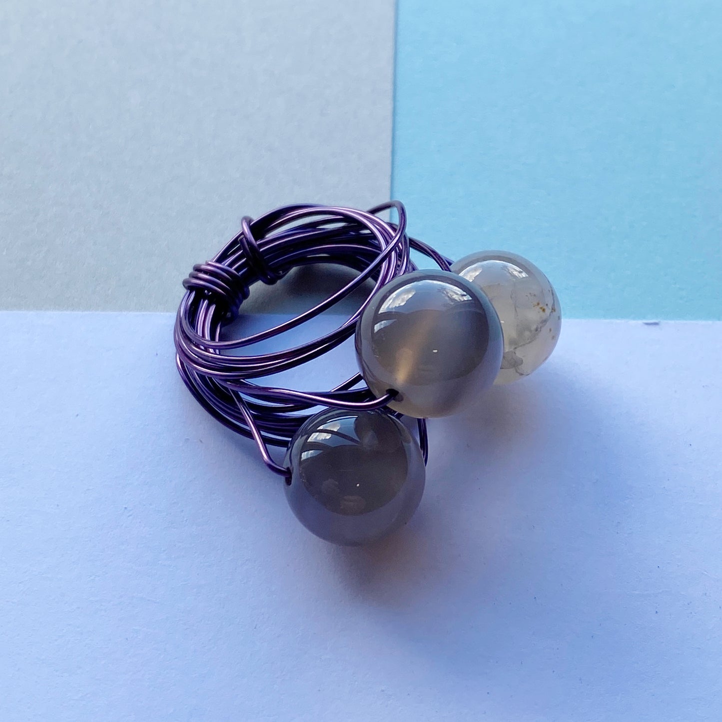 Wire Wrap Rings - reds/purple/pink - Medium - The Argentum Design Co