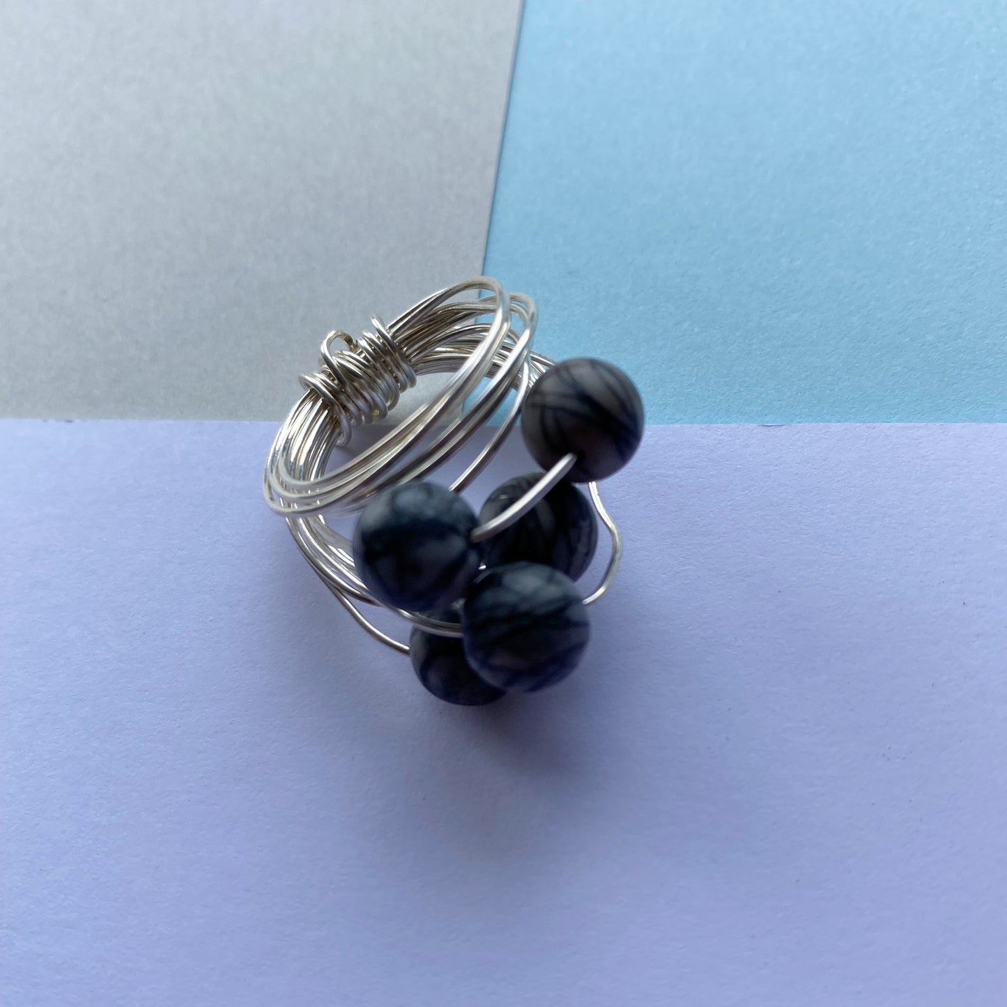 Wire Wrap Rings - silver/neutrals - medium (n-p) - The Argentum Design Co