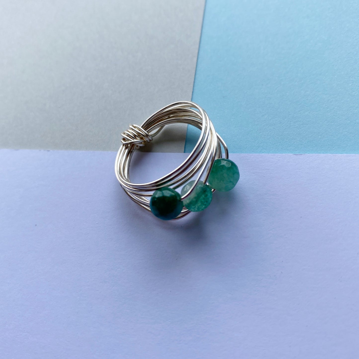 Wire Wrap Rings - silver/neutrals - medium (n-p) - The Argentum Design Co