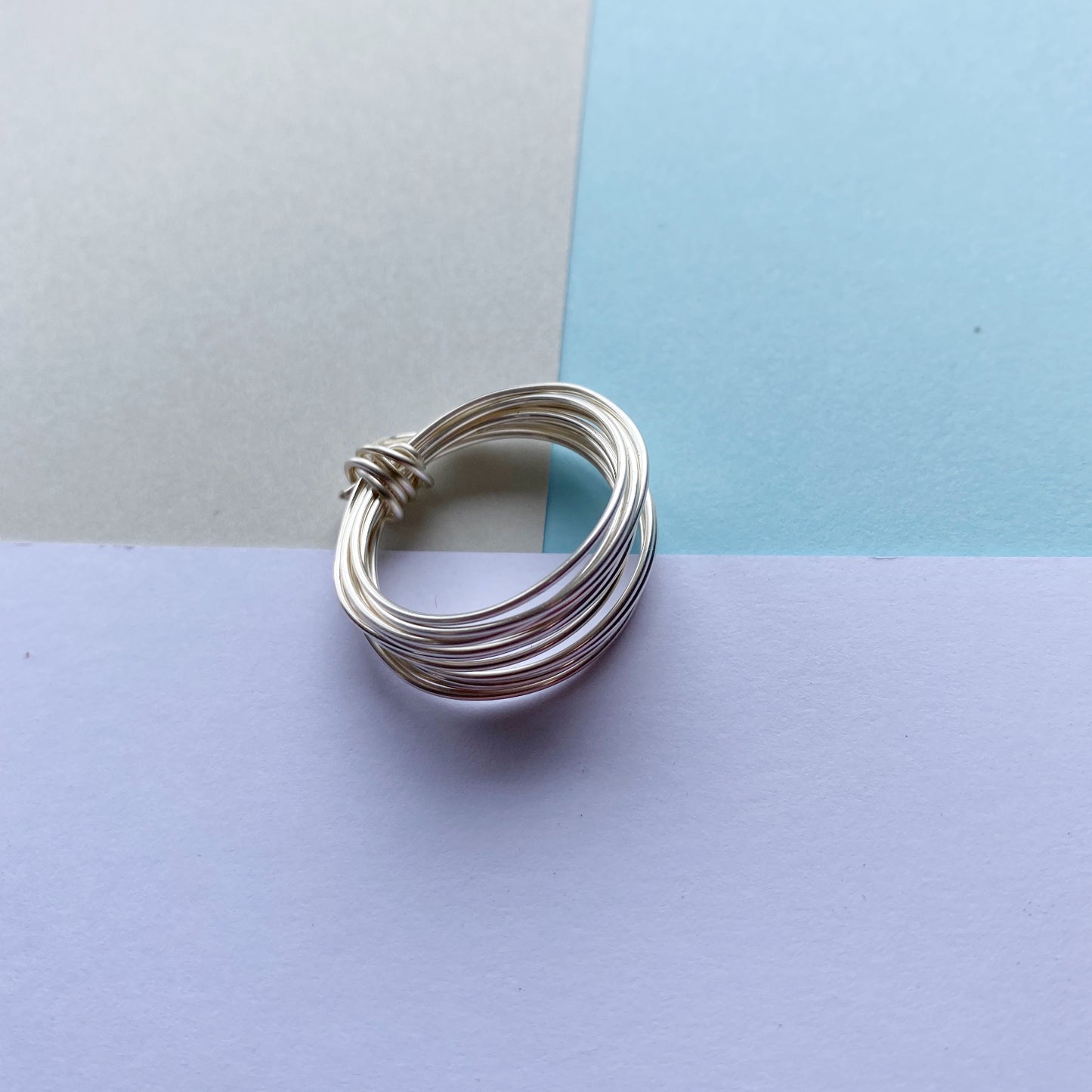 Wire Wrap Rings - silver/neutrals - small (h-o) - The Argentum Design Co