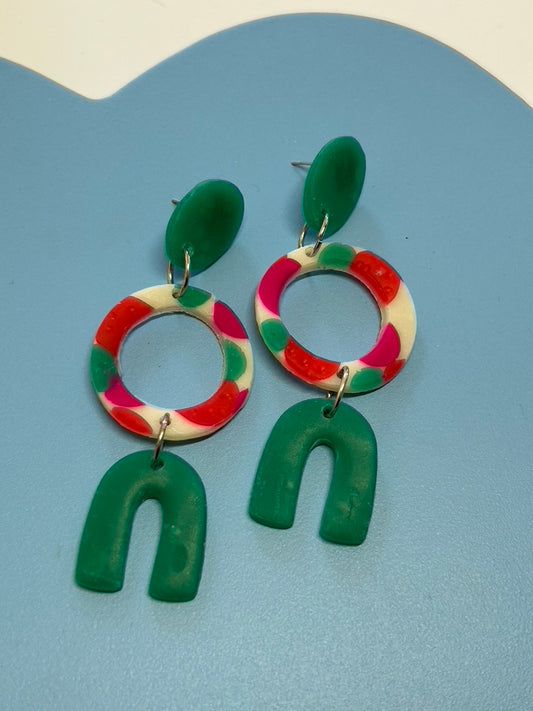 u's and hoops red/green - The Argentum Design Co