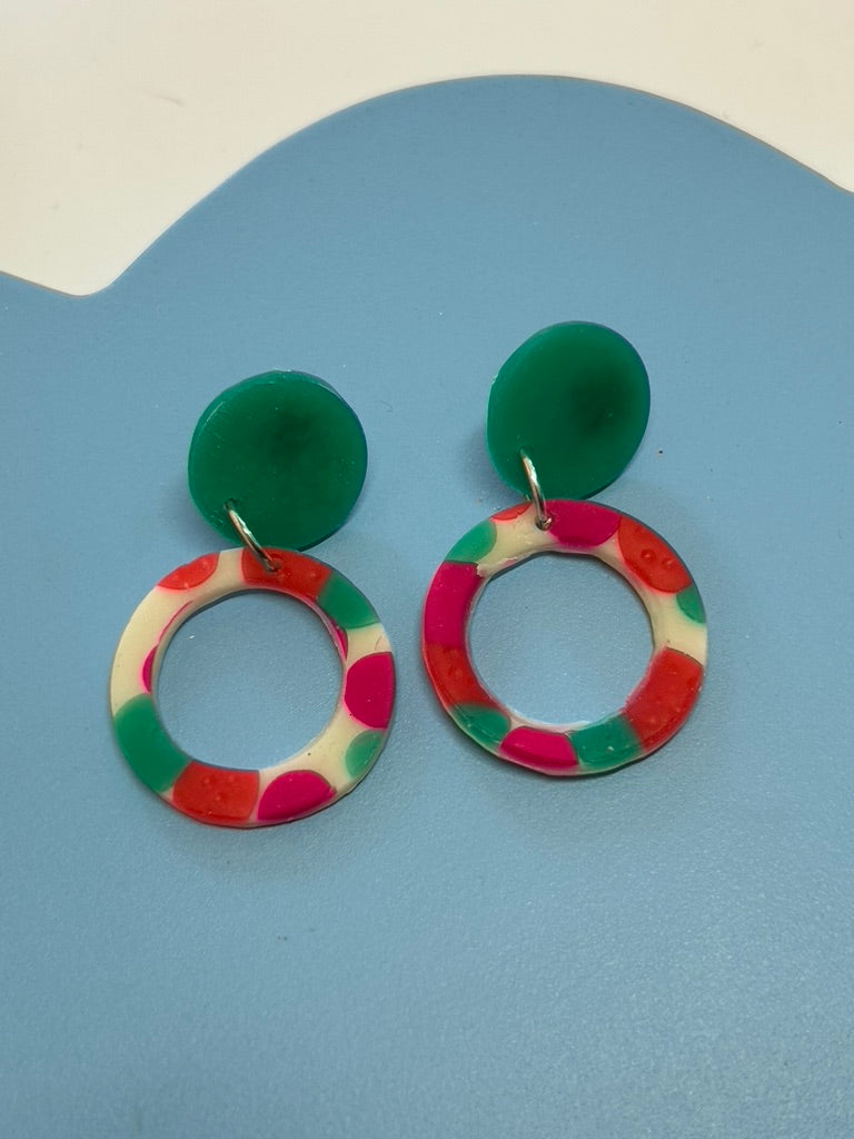 small hoops green and reds - The Argentum Design Co