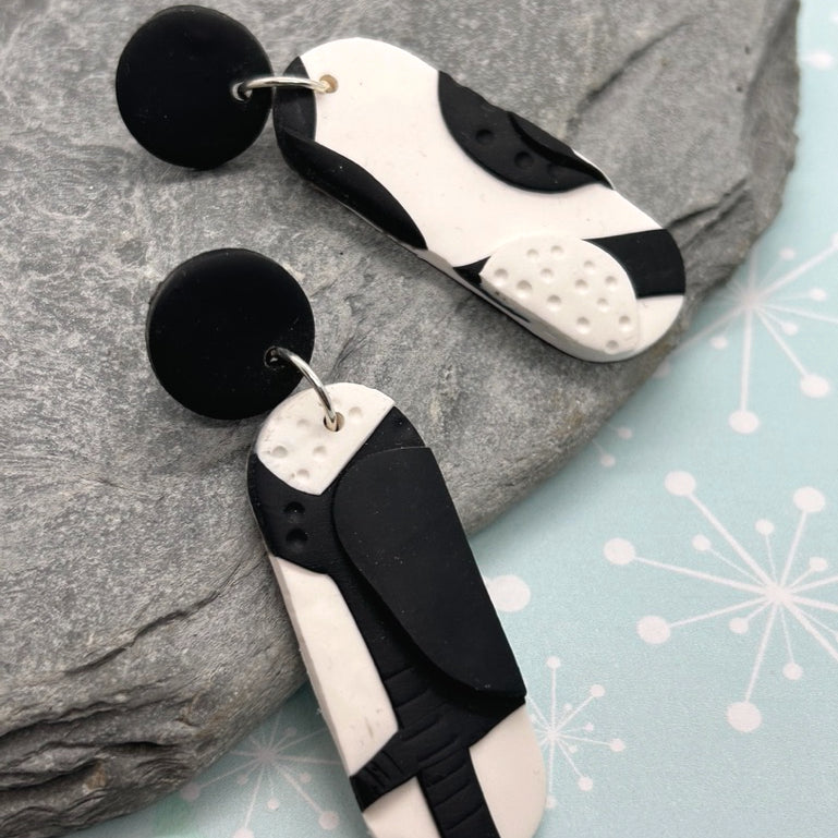 Monochrome black and white earrings - The Argentum Design Co