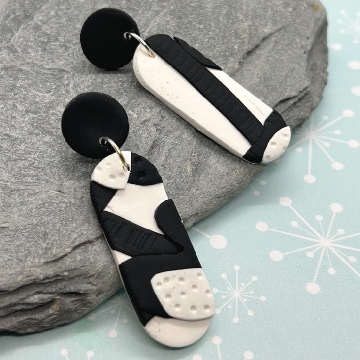 Monochrome black and white earrings - The Argentum Design Co