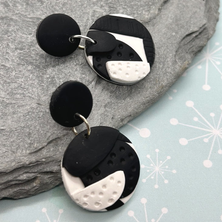 Monochrome black and white earrings - The Argentum Design Co