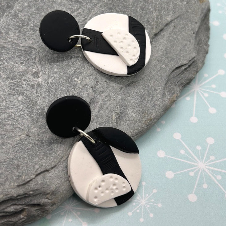 Monochrome black and white earrings - The Argentum Design Co