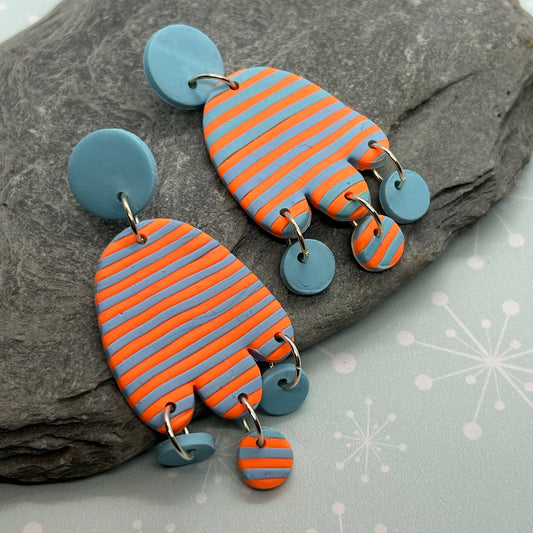 Orange Striped Earrings - The Argentum Design Co