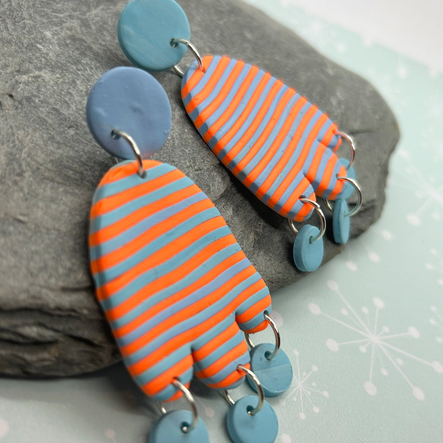 Orange Striped Earrings - The Argentum Design Co