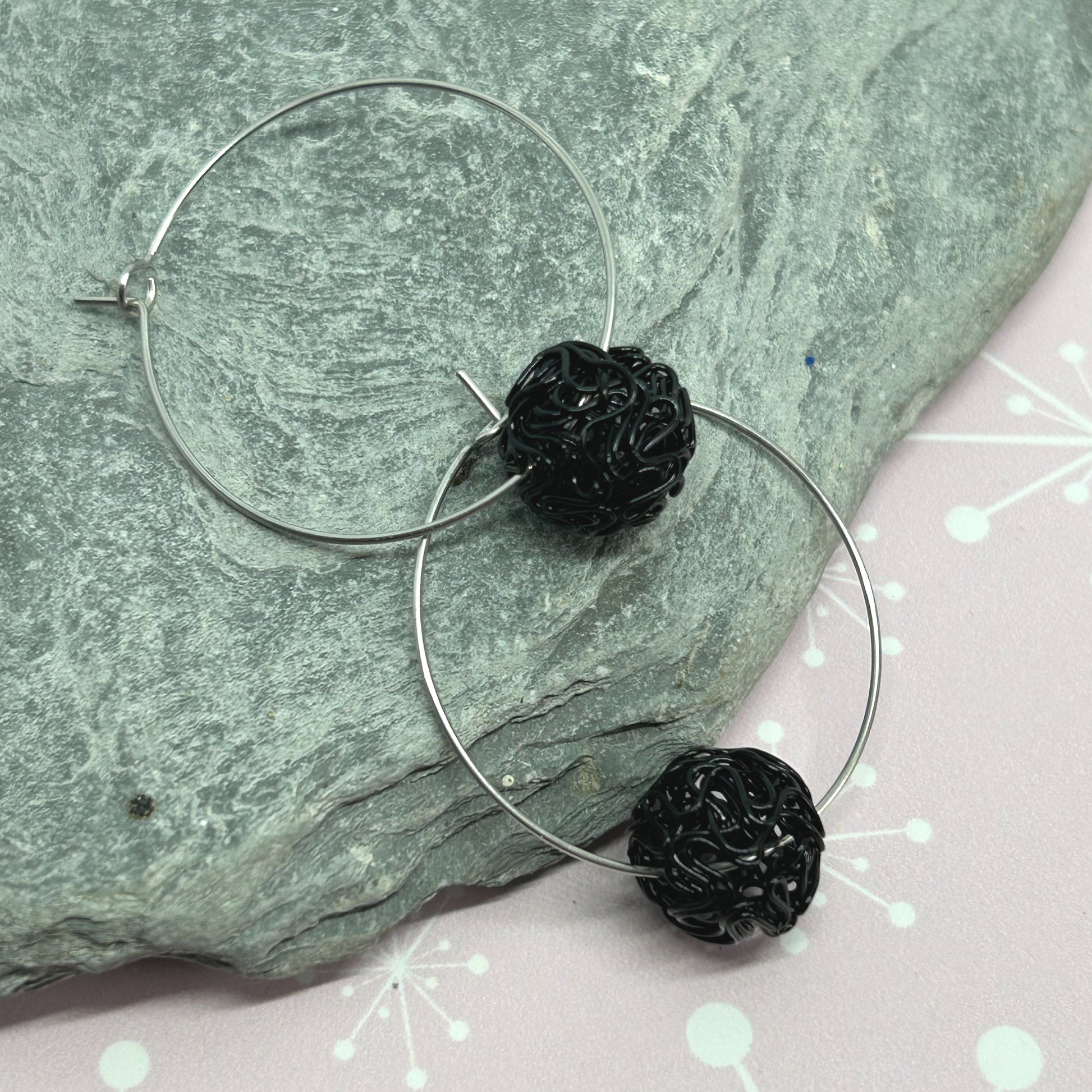 You're winding me up - ball hoop earrings - The Argentum Design Co