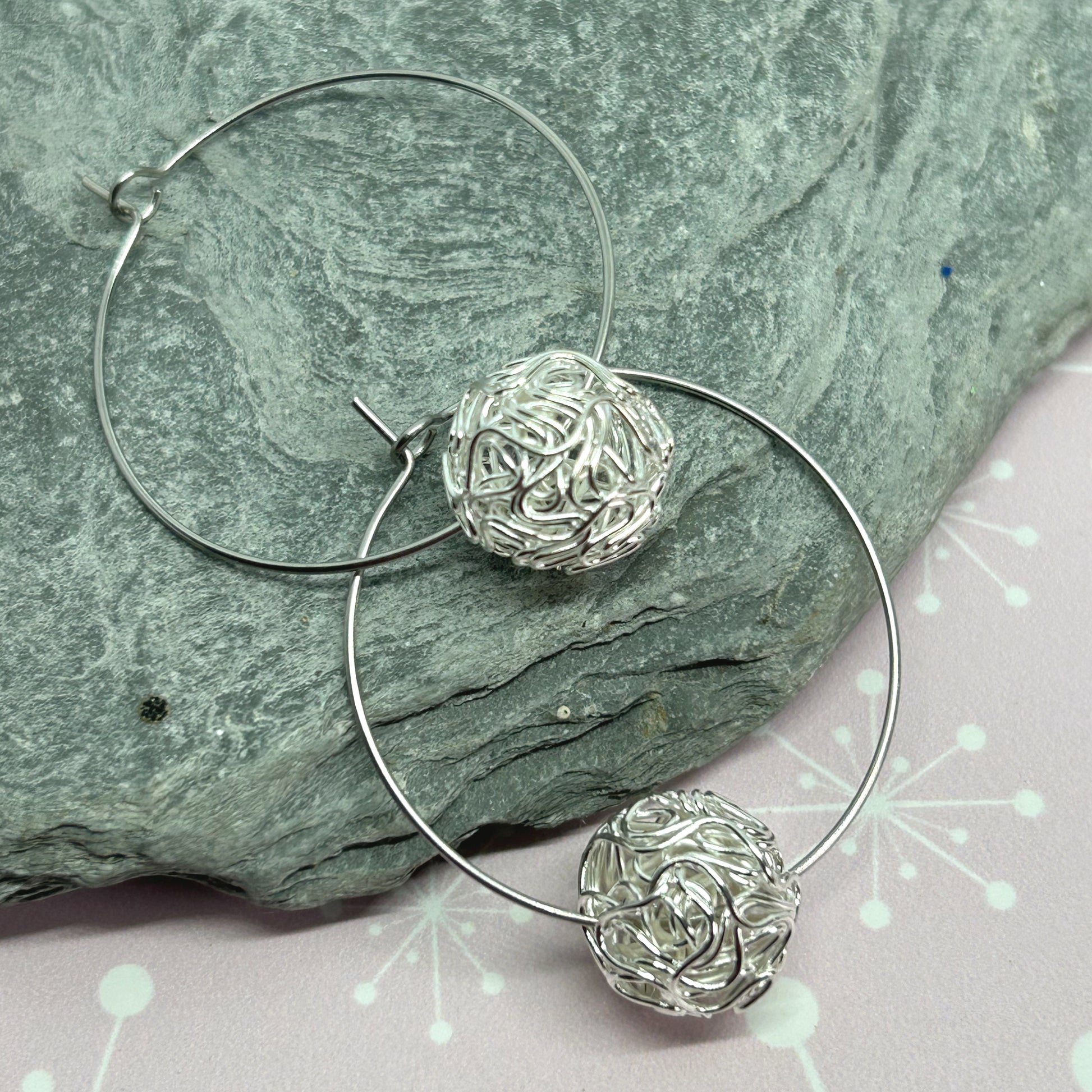 You're winding me up - ball hoop earrings - The Argentum Design Co