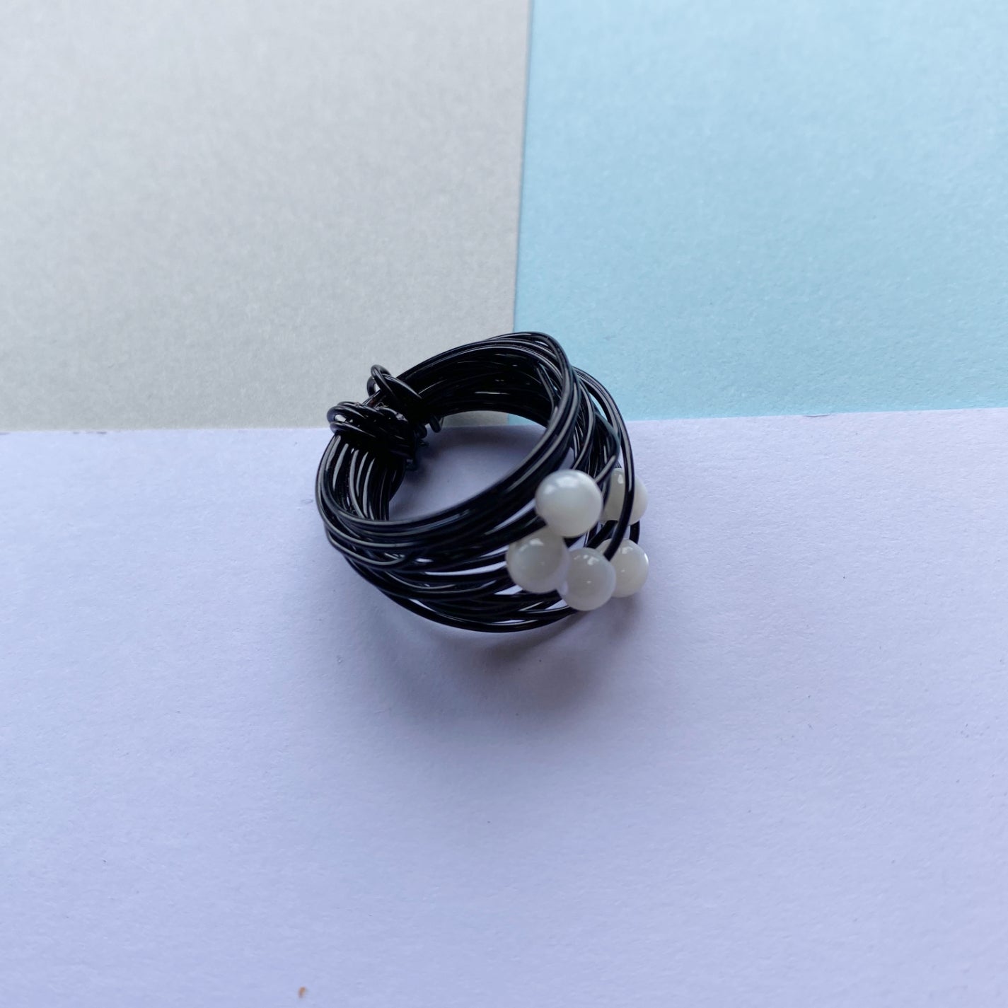 Wire Wrap Rings - silver/neutrals - small (h-o) - The Argentum Design Co