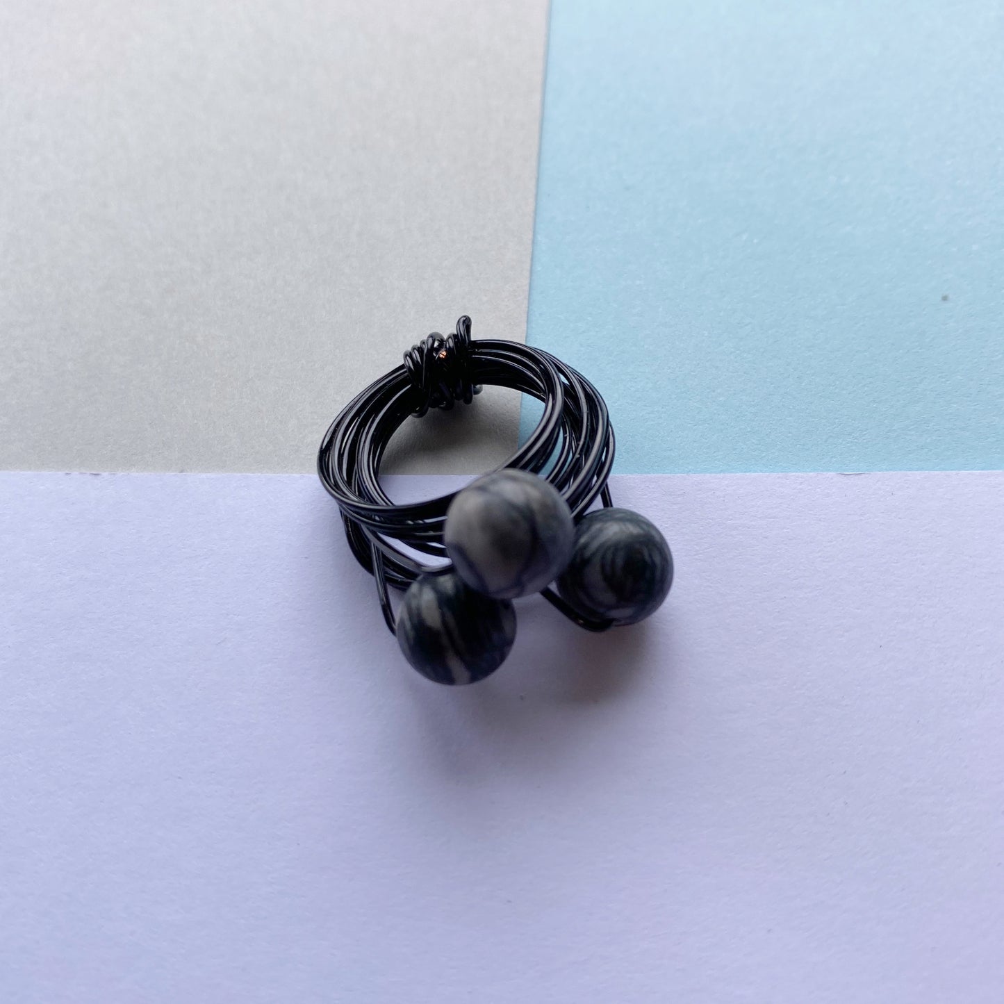 Wire Wrap Rings - silver/neutrals - small (h-o) - The Argentum Design Co