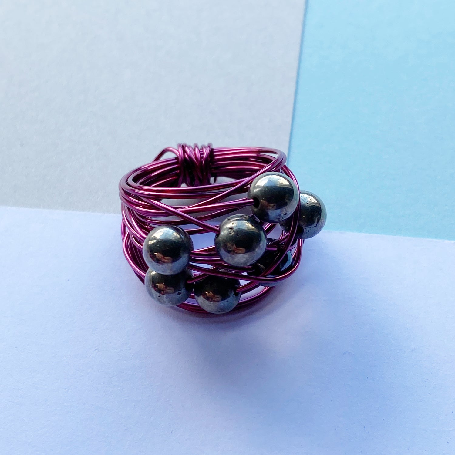 Wire Wrap Rings - reds/purple/pink - Medium - The Argentum Design Co