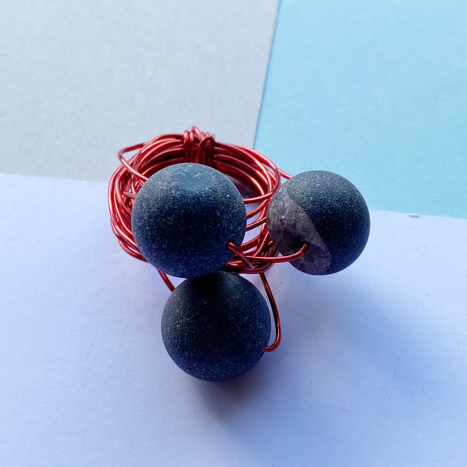 Wire Wrap Rings - reds/purple/pink - Medium - The Argentum Design Co