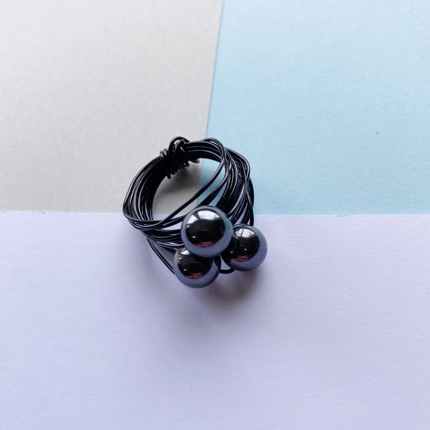 Wire Wrap Rings - silver/neutrals - small (h-o) - The Argentum Design Co