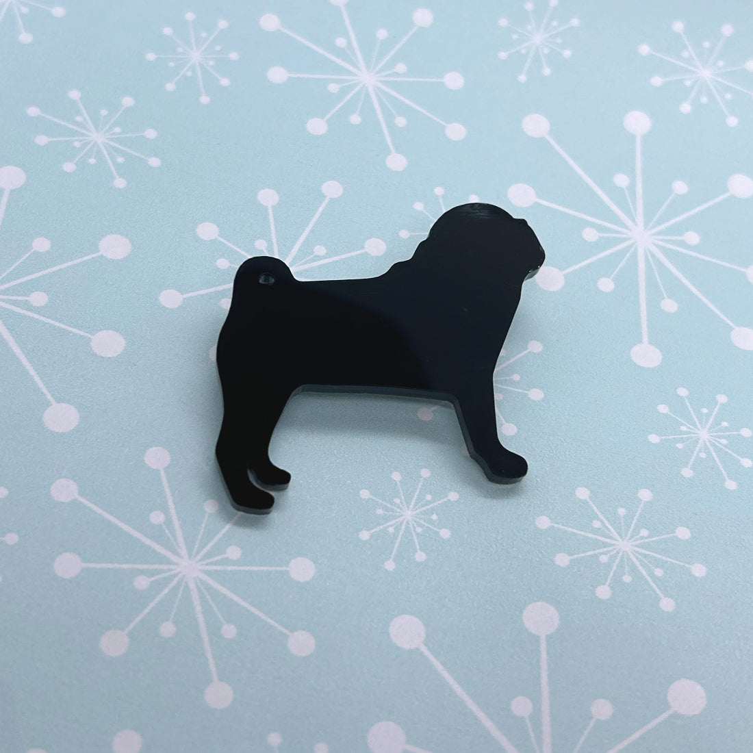 Acrylic Pug necklace or Brooch - The Argentum Design Co