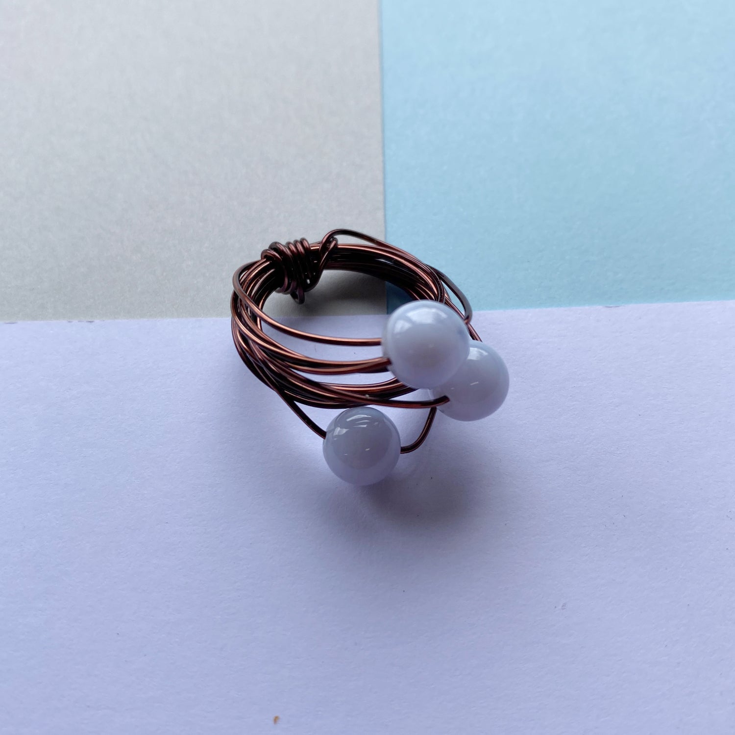 Wire Wrap Rings - silver/neutrals - small (h-o) - The Argentum Design Co