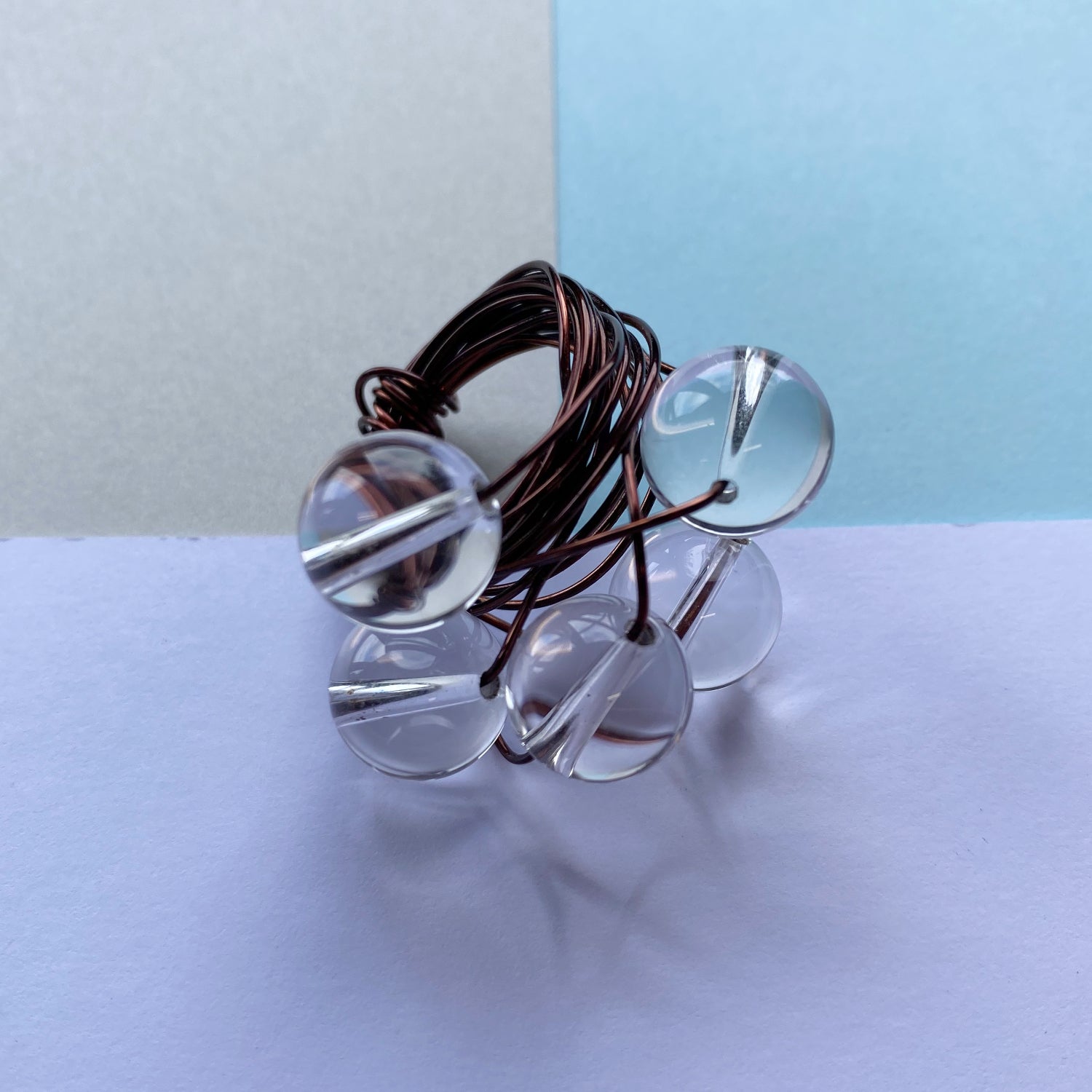 Wire Wrap Rings - silver/neutrals - large (q-w) - The Argentum Design Co