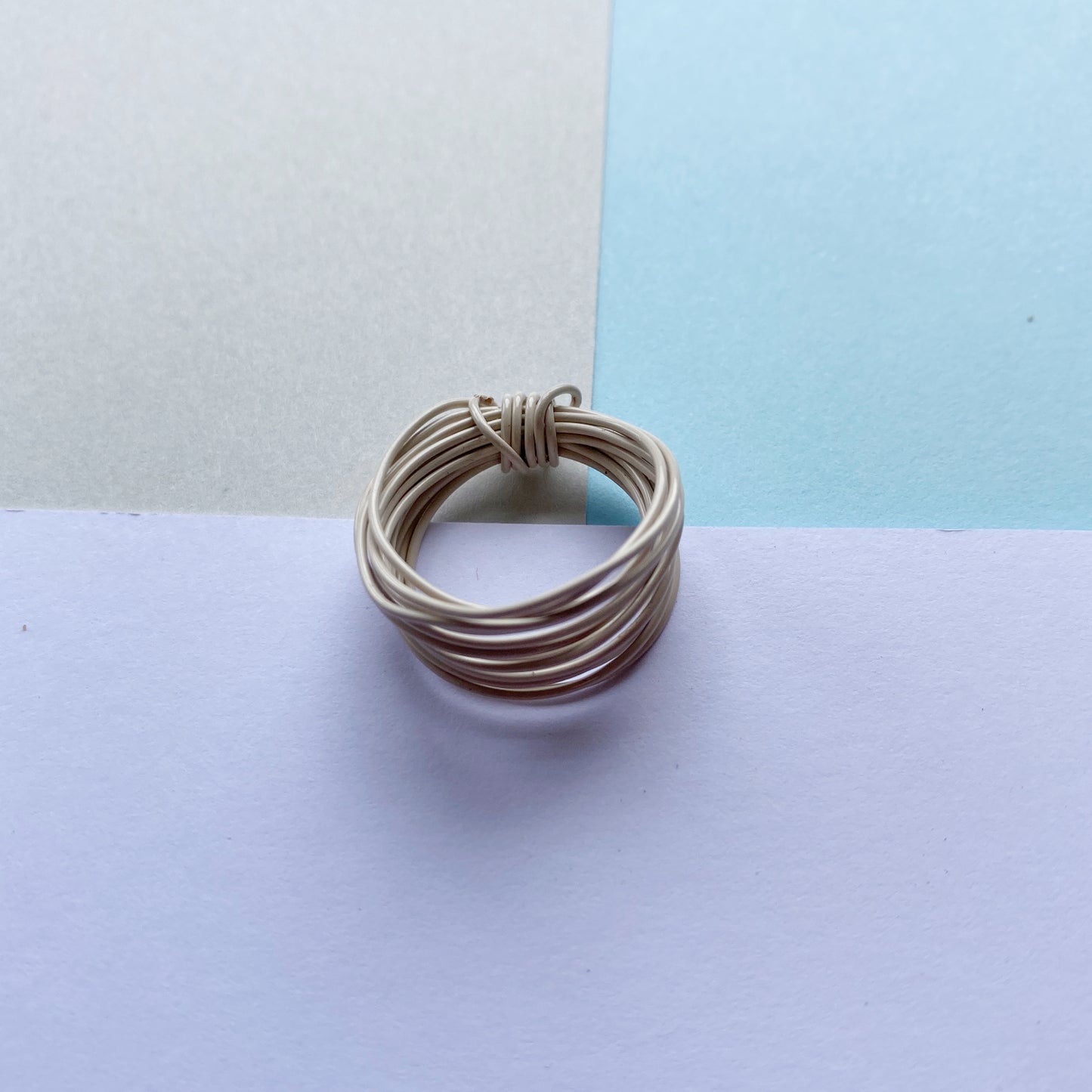 Wire Wrap Rings - silver/neutrals - small (h-o) - The Argentum Design Co