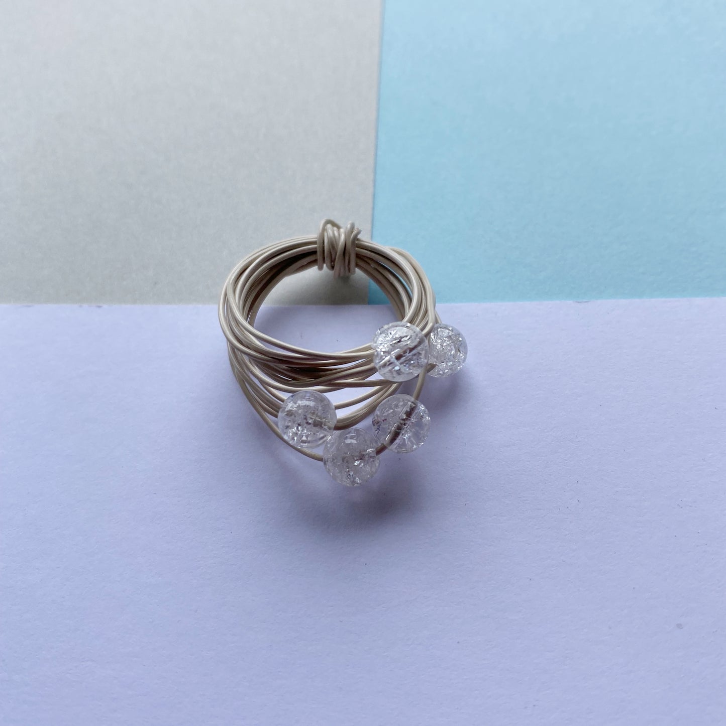 Wire Wrap Rings - silver/neutrals - small (h-o) - The Argentum Design Co