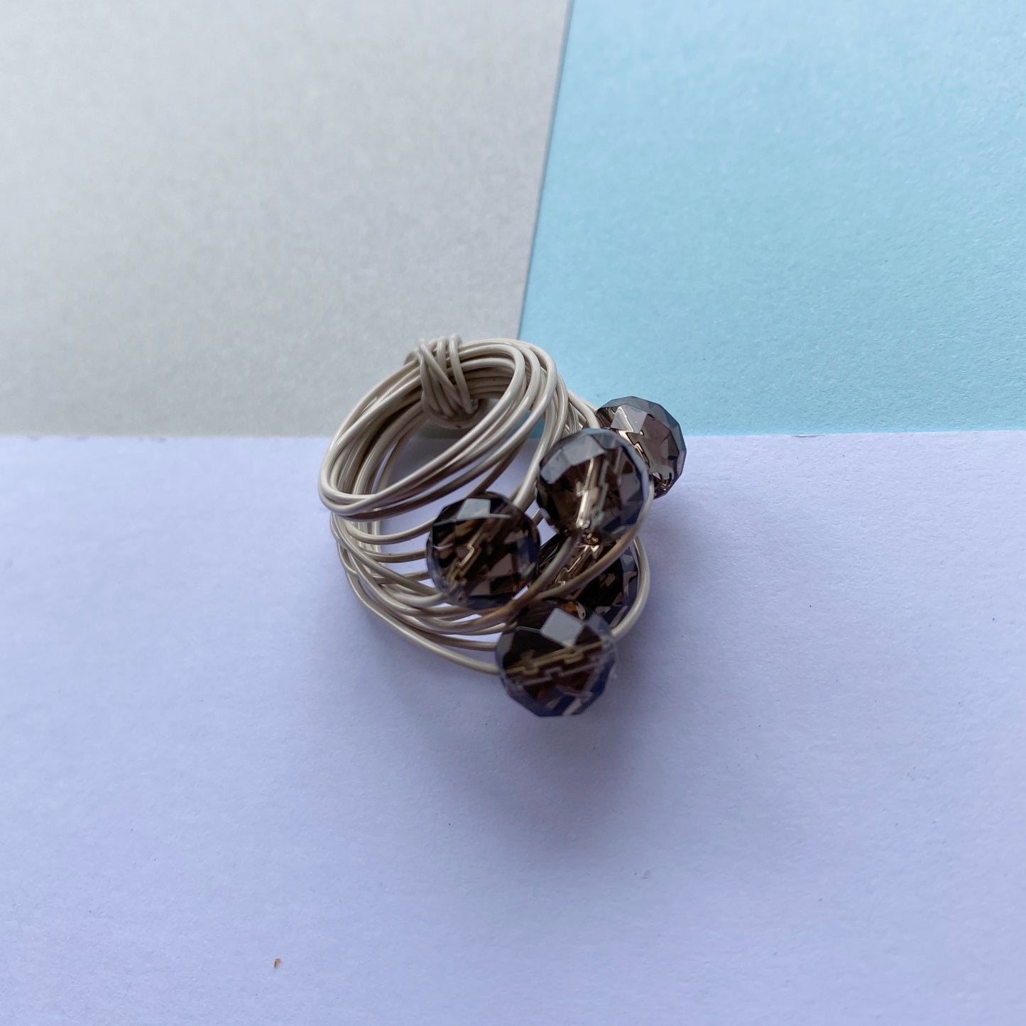 Wire Wrap Rings - silver/neutrals - small (h-o) - The Argentum Design Co