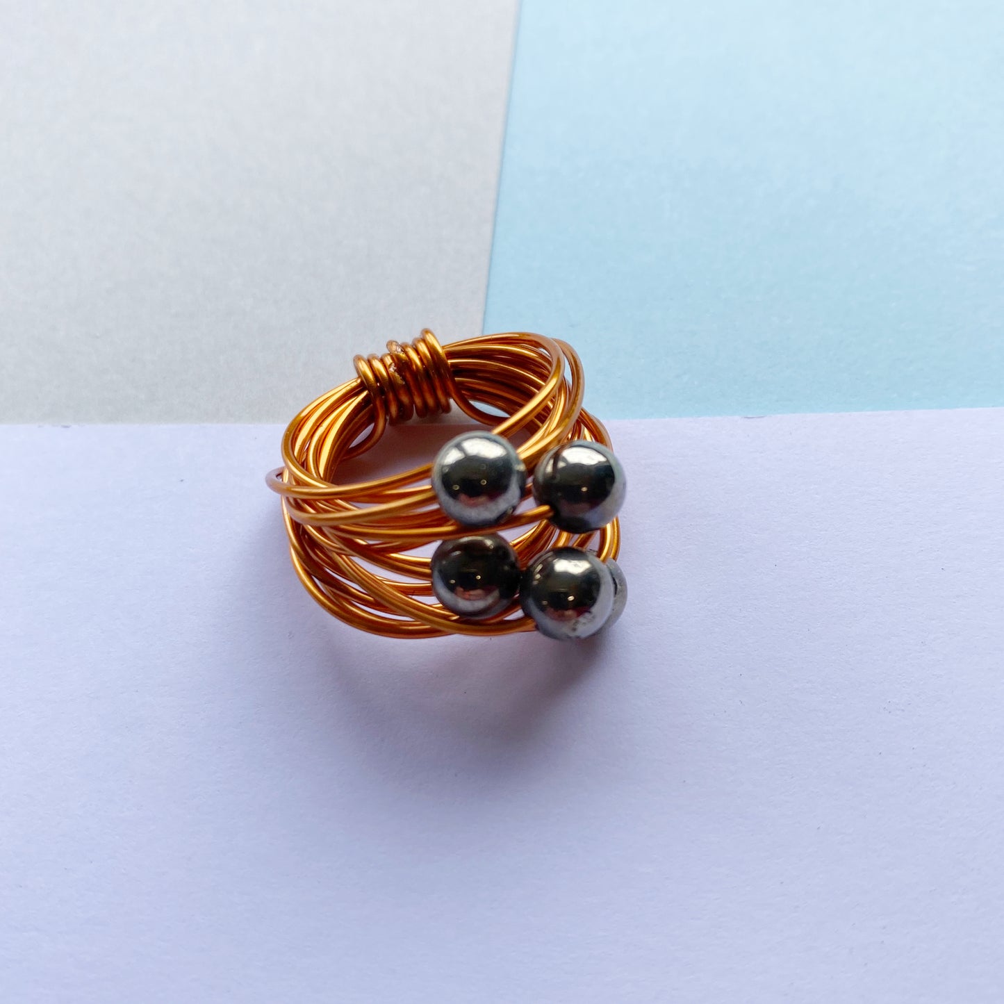 Wire Wrap Rings - silver/neutrals - small (h-o) - The Argentum Design Co