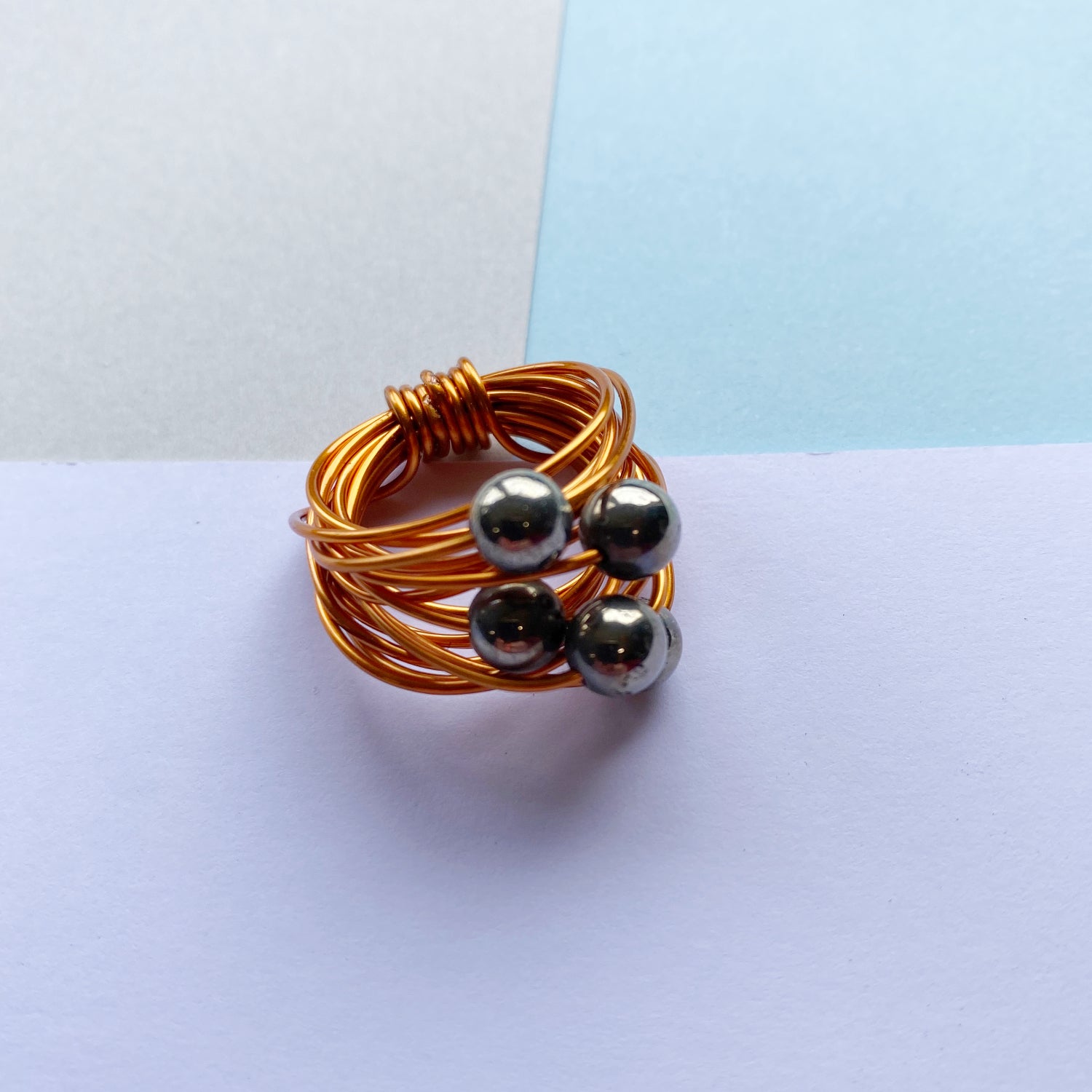 Wire Wrap Rings - silver/neutrals - small (h-o) - The Argentum Design Co