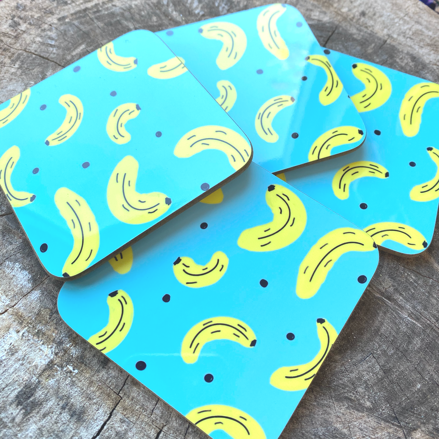Banana Pattern Coaster - The Argentum Design Co