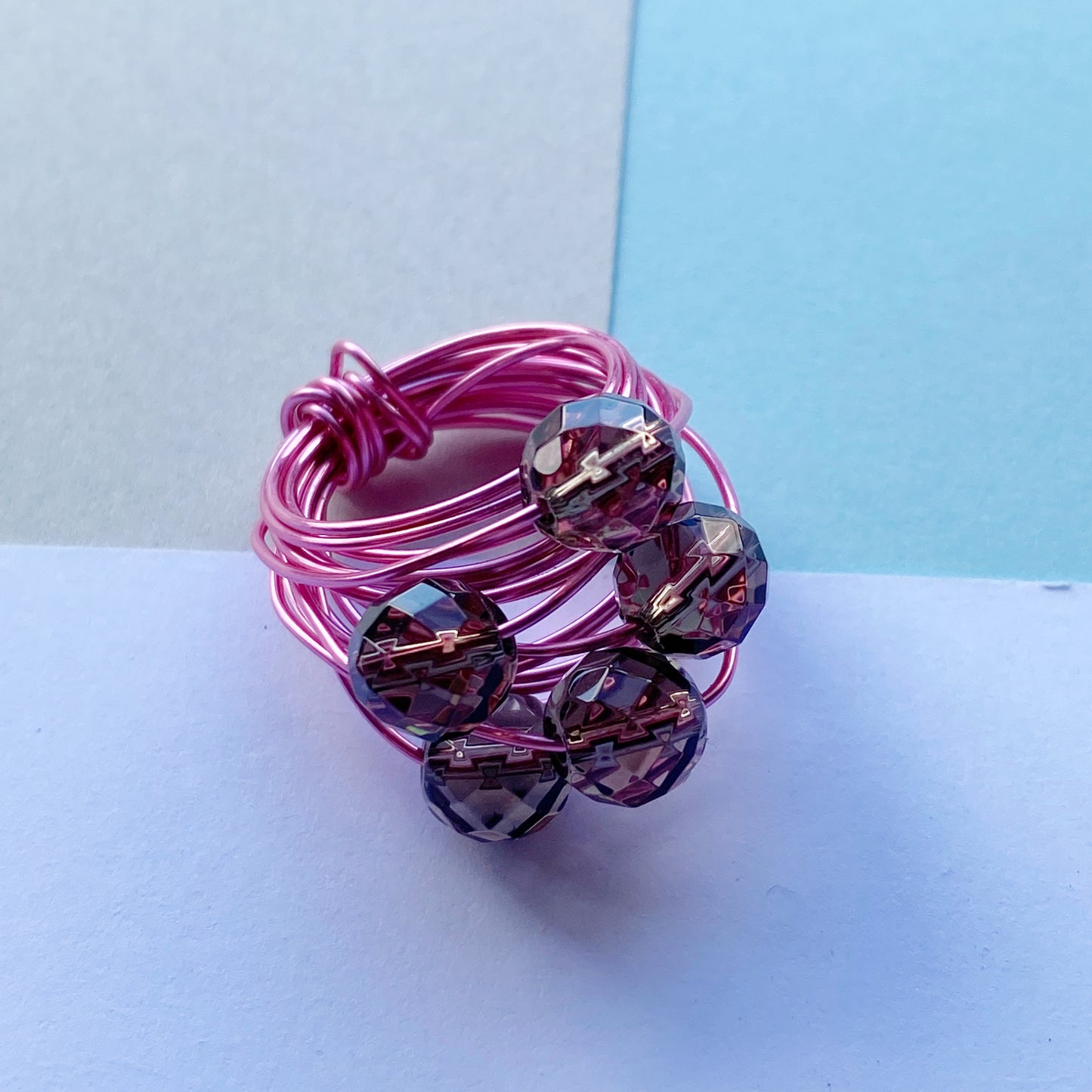 Wire Wrap Rings - reds/purple/pink - Medium - The Argentum Design Co