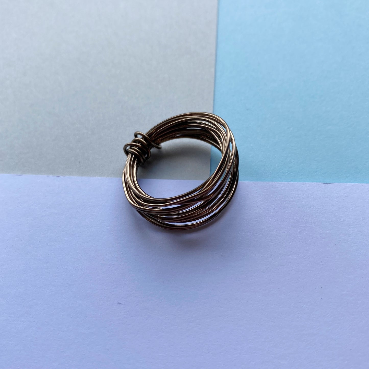 Wire Wrap Rings - silver/neutrals - large (q-w) - The Argentum Design Co