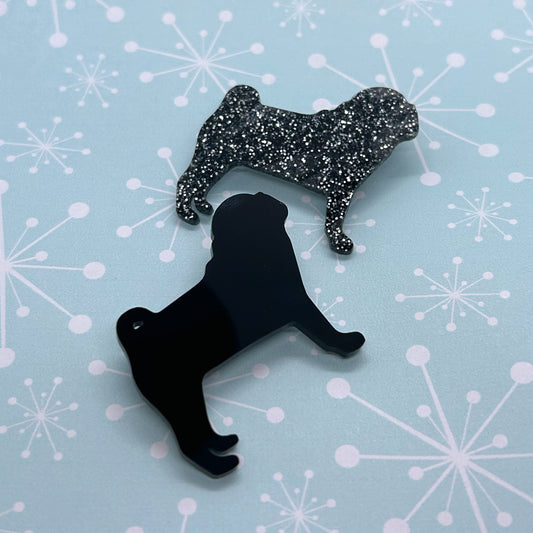 Acrylic Pug necklace or Brooch - The Argentum Design Co