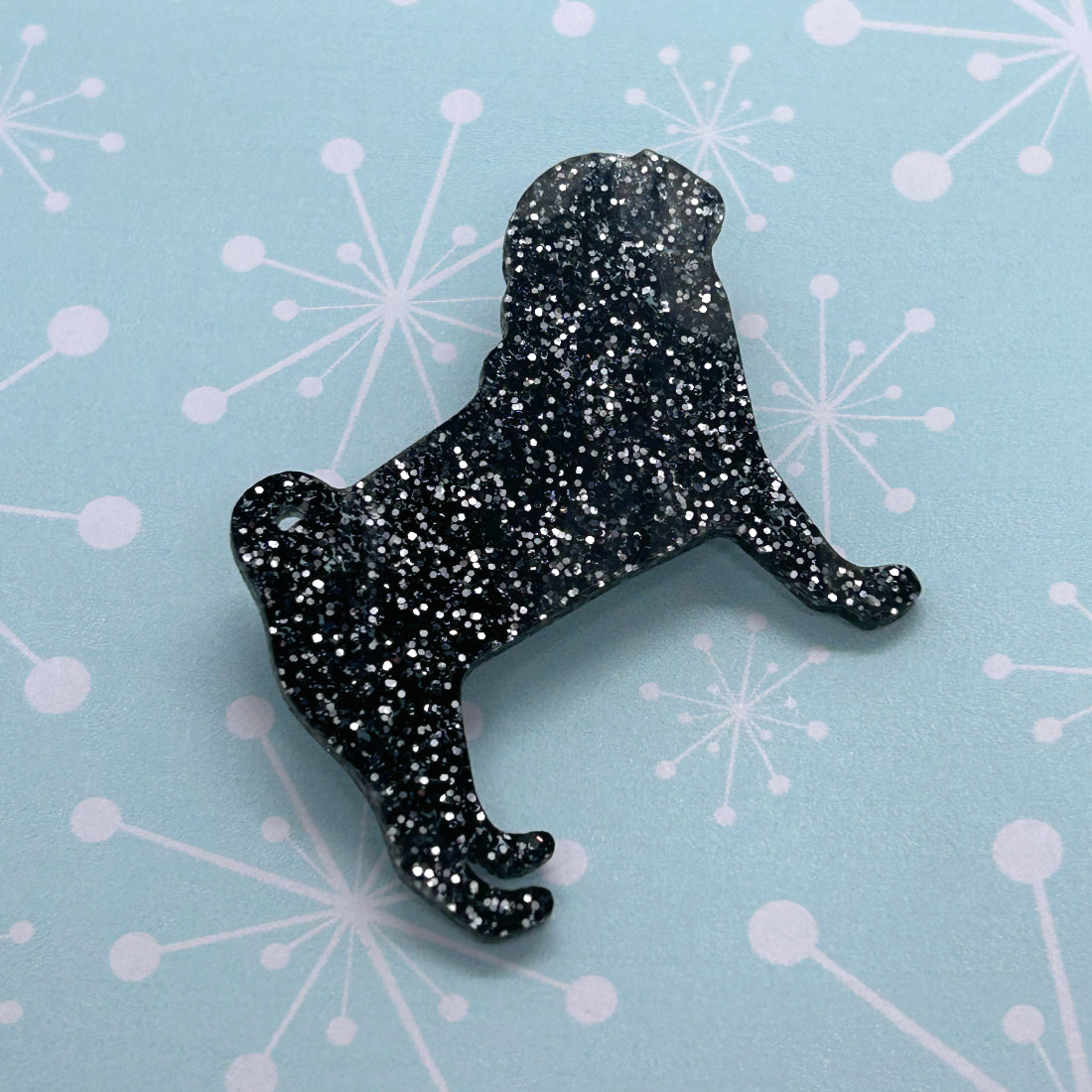 Acrylic Pug necklace or Brooch - The Argentum Design Co