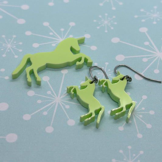 Acrylic Unicorn earrings, brooches and necklaces - The Argentum Design Co