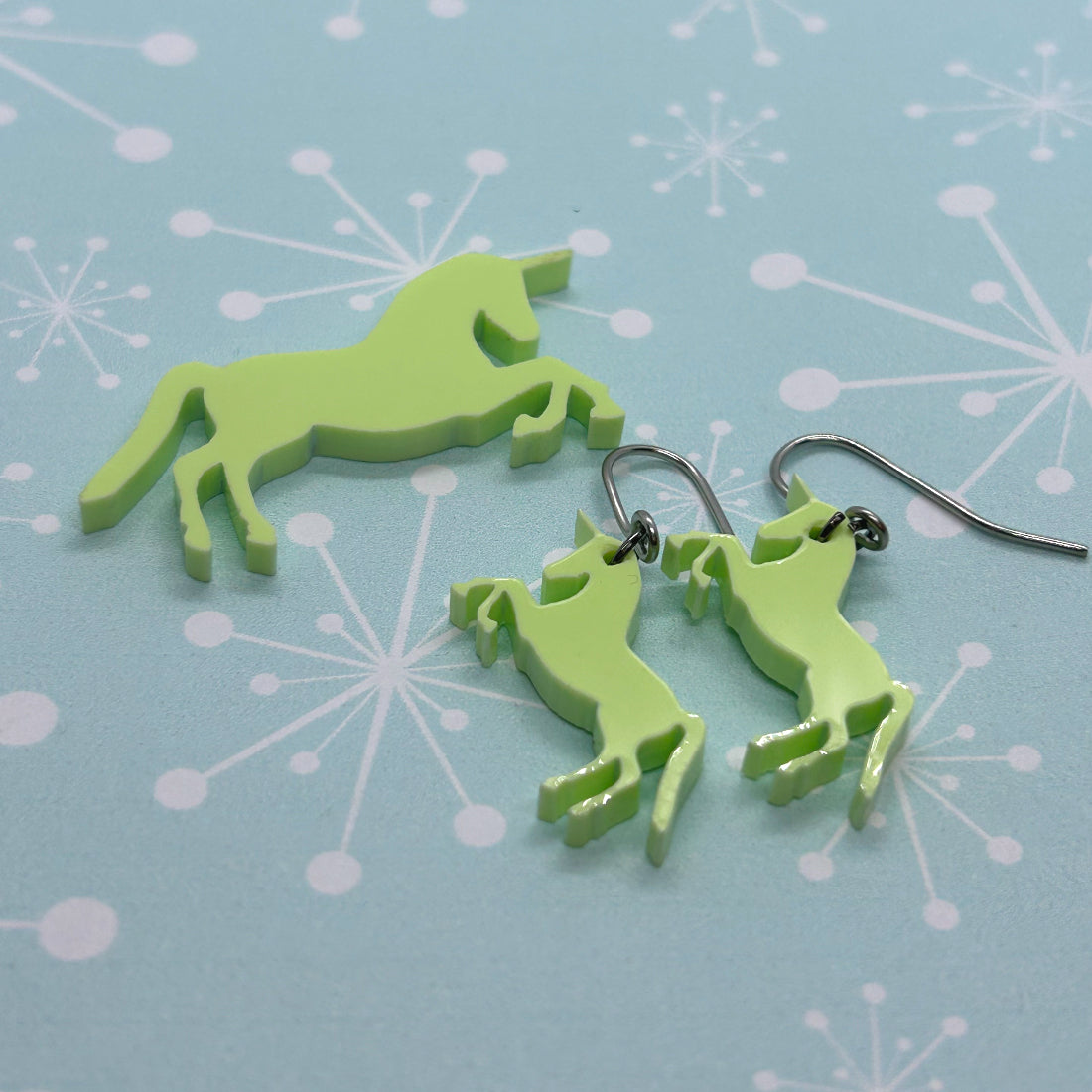 Acrylic Unicorn earrings, brooches and necklaces - The Argentum Design Co