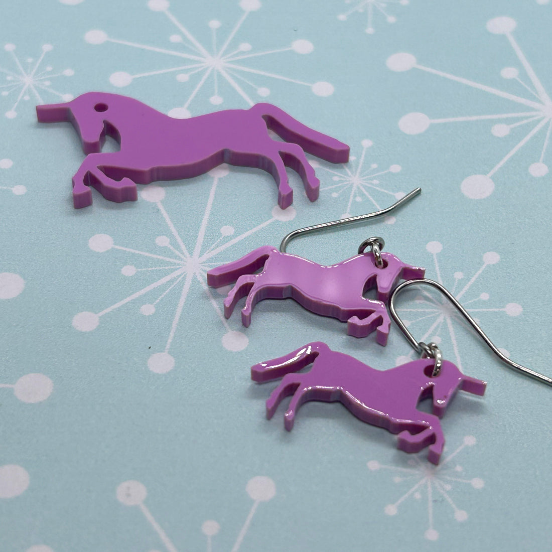 Acrylic Unicorn earrings, brooches and necklaces - The Argentum Design Co